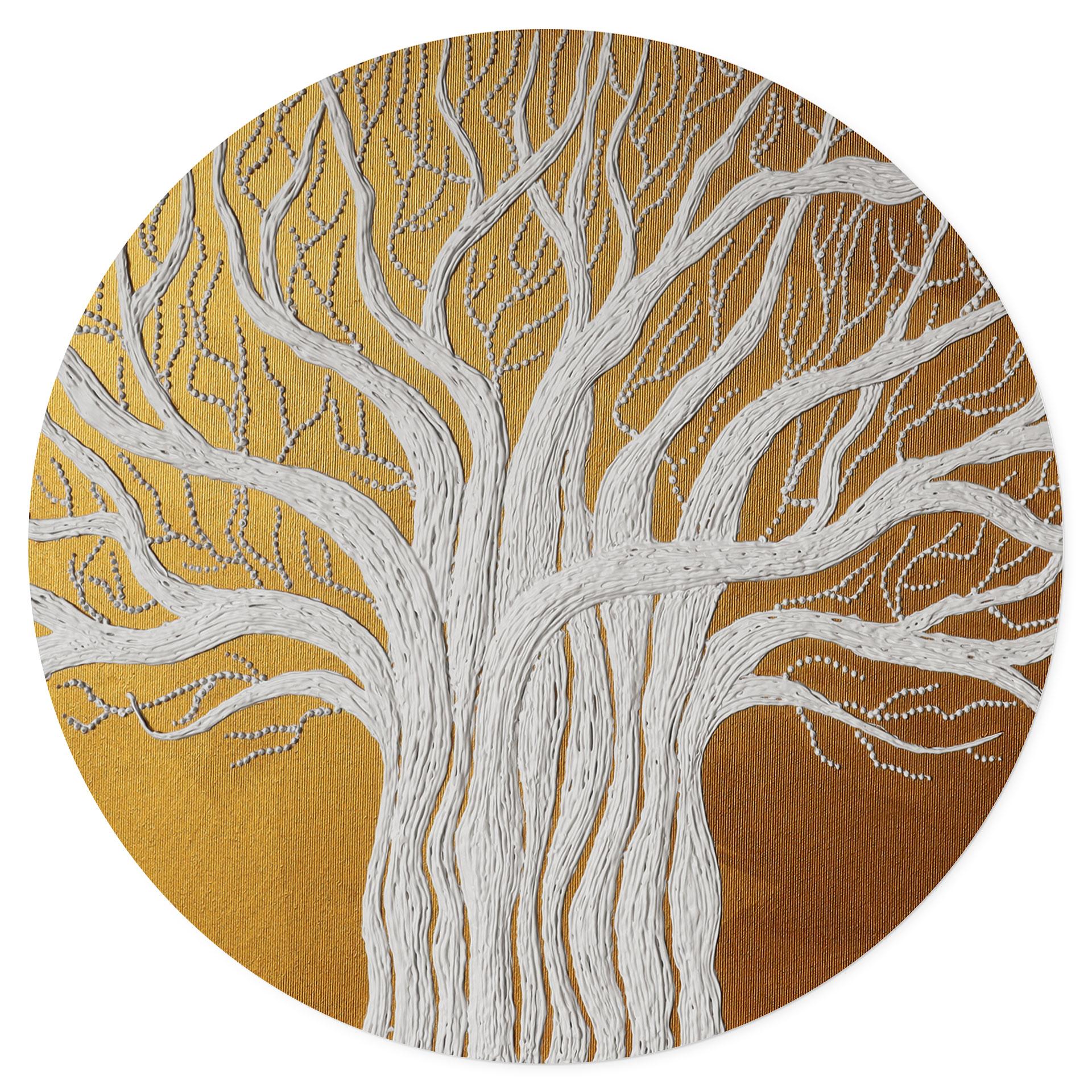 Adesivo murale Bianco albero della vita astratto - Grande - Rotondo