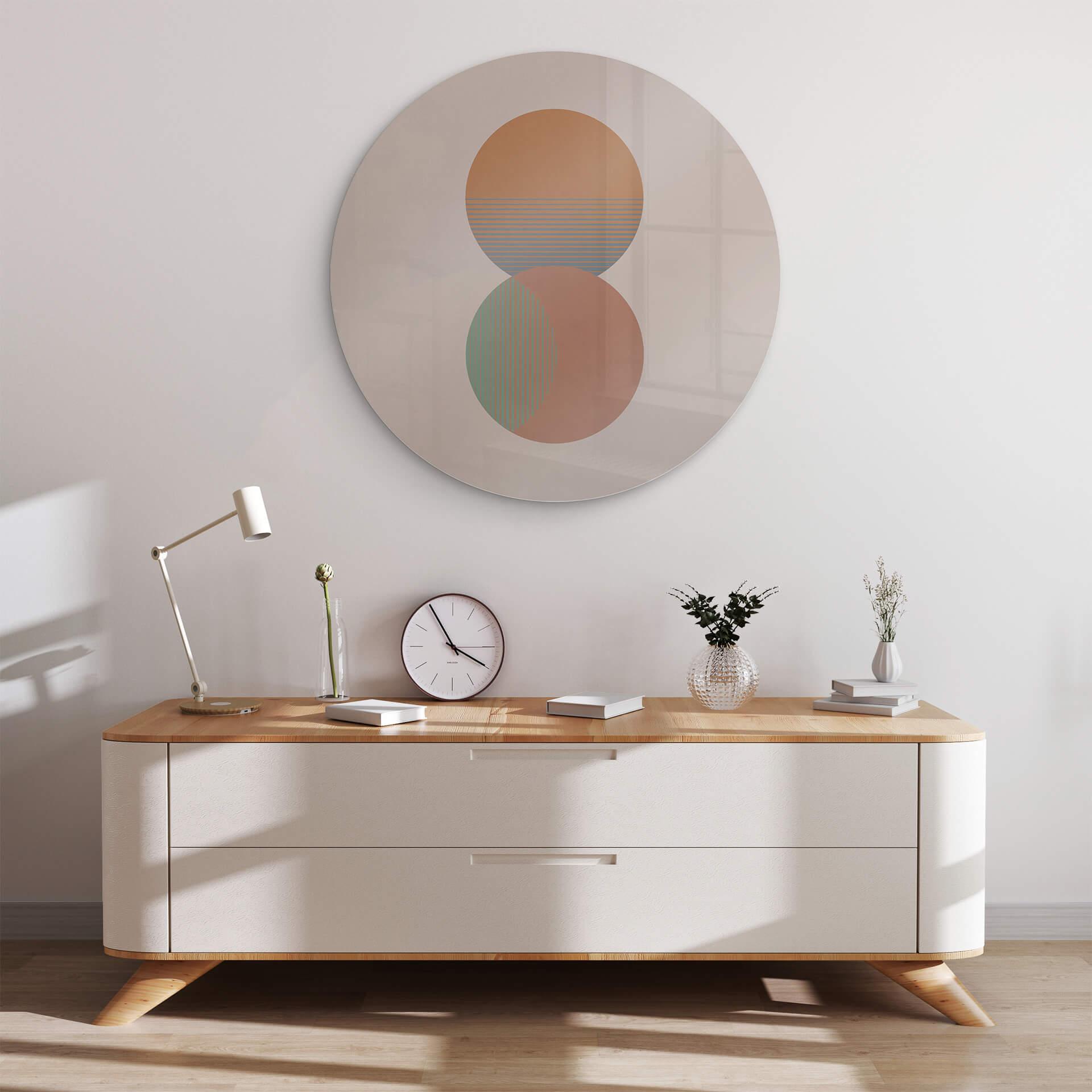 Glasschilderij Rond Orara Studio - Sun and Moon