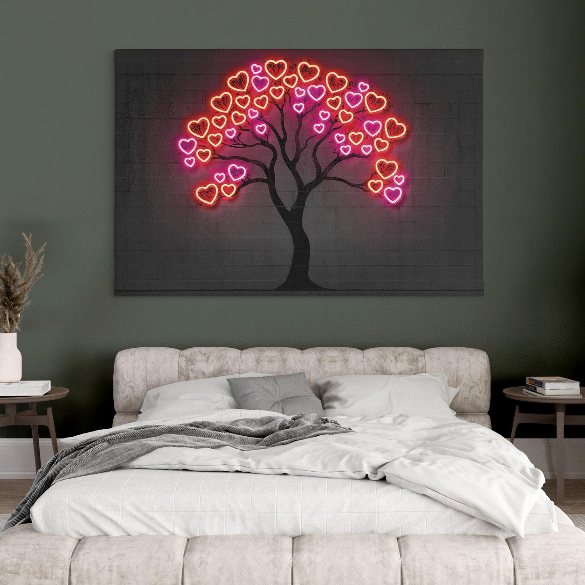 Canvasbillede træ med røde hjerter | Neon Design - Mielu