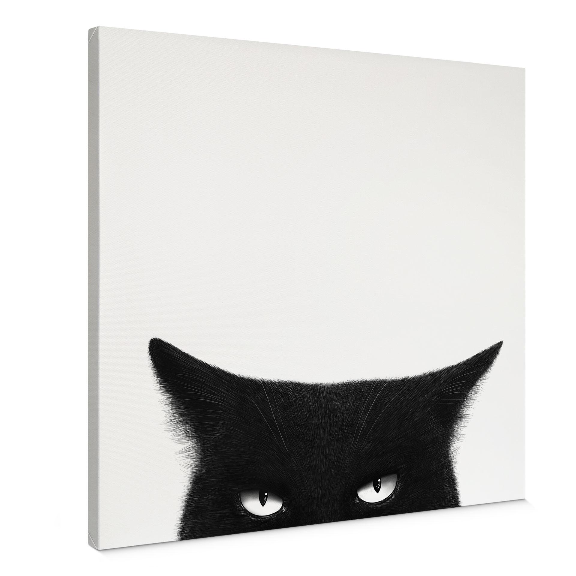 Tableau sur bois Regard d'une chatte noire - Korenkova - Carré