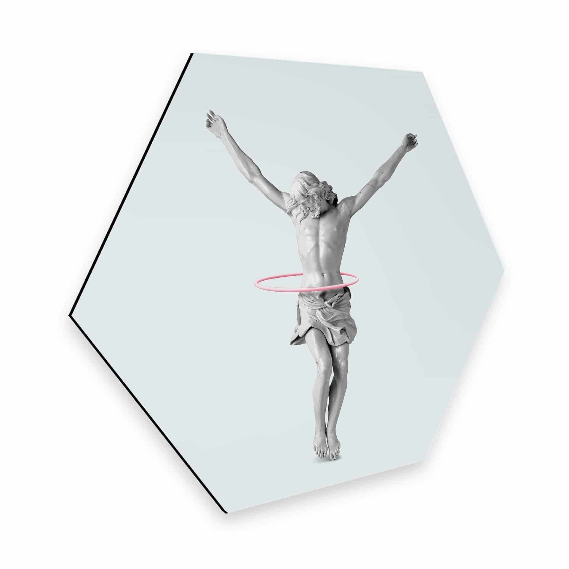 Hexagon Dibond Loose - Hoepelende Jezus