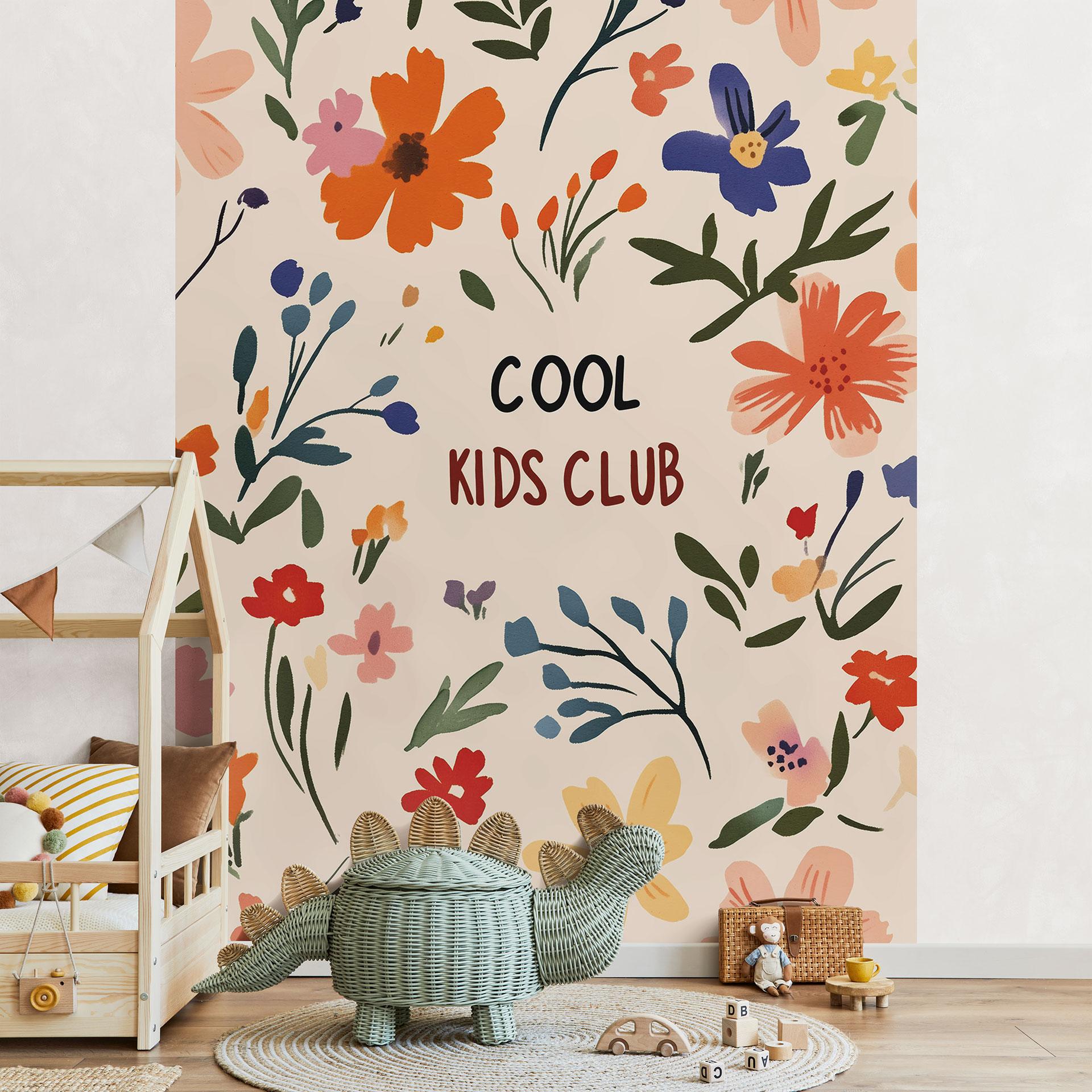 Ikke-vævet tapet fototapet til børneværelset - Cool Kids Club Farverige blomster - Treechild