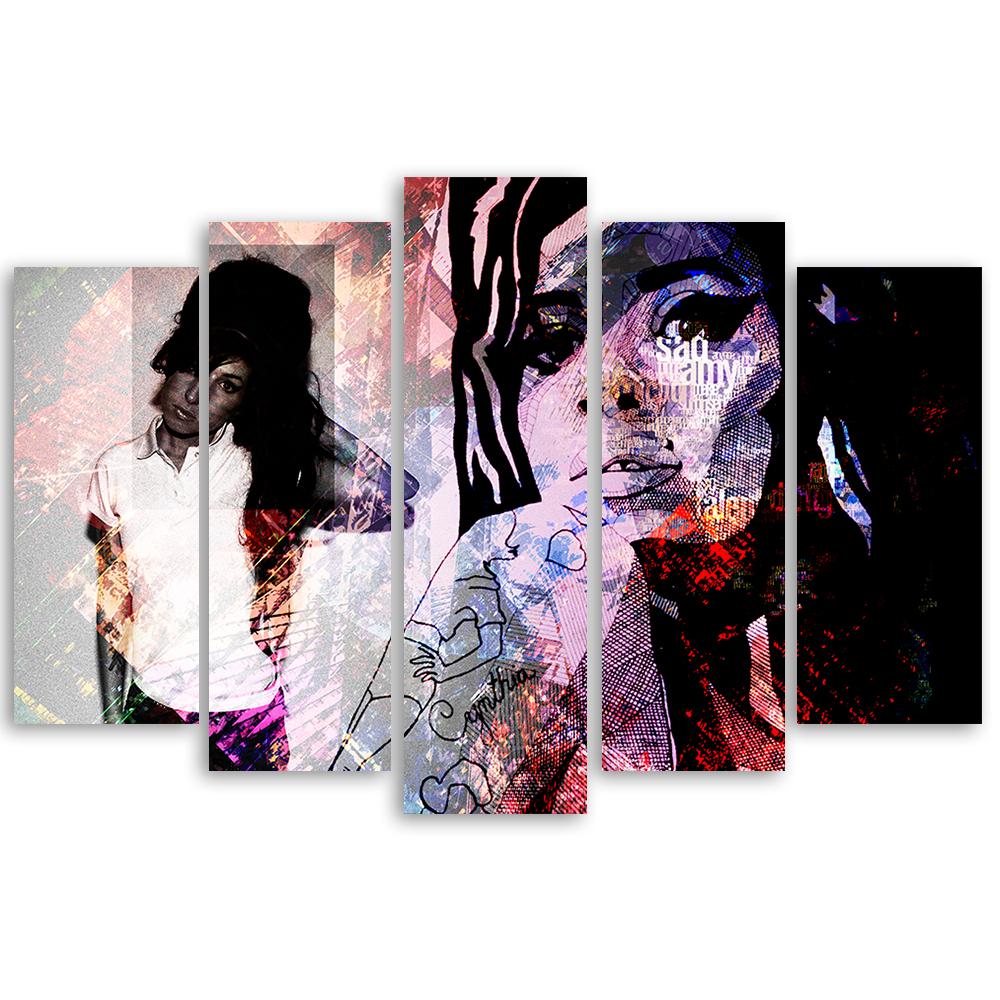 Lærredstryk 5 styk, Amy Winehouse