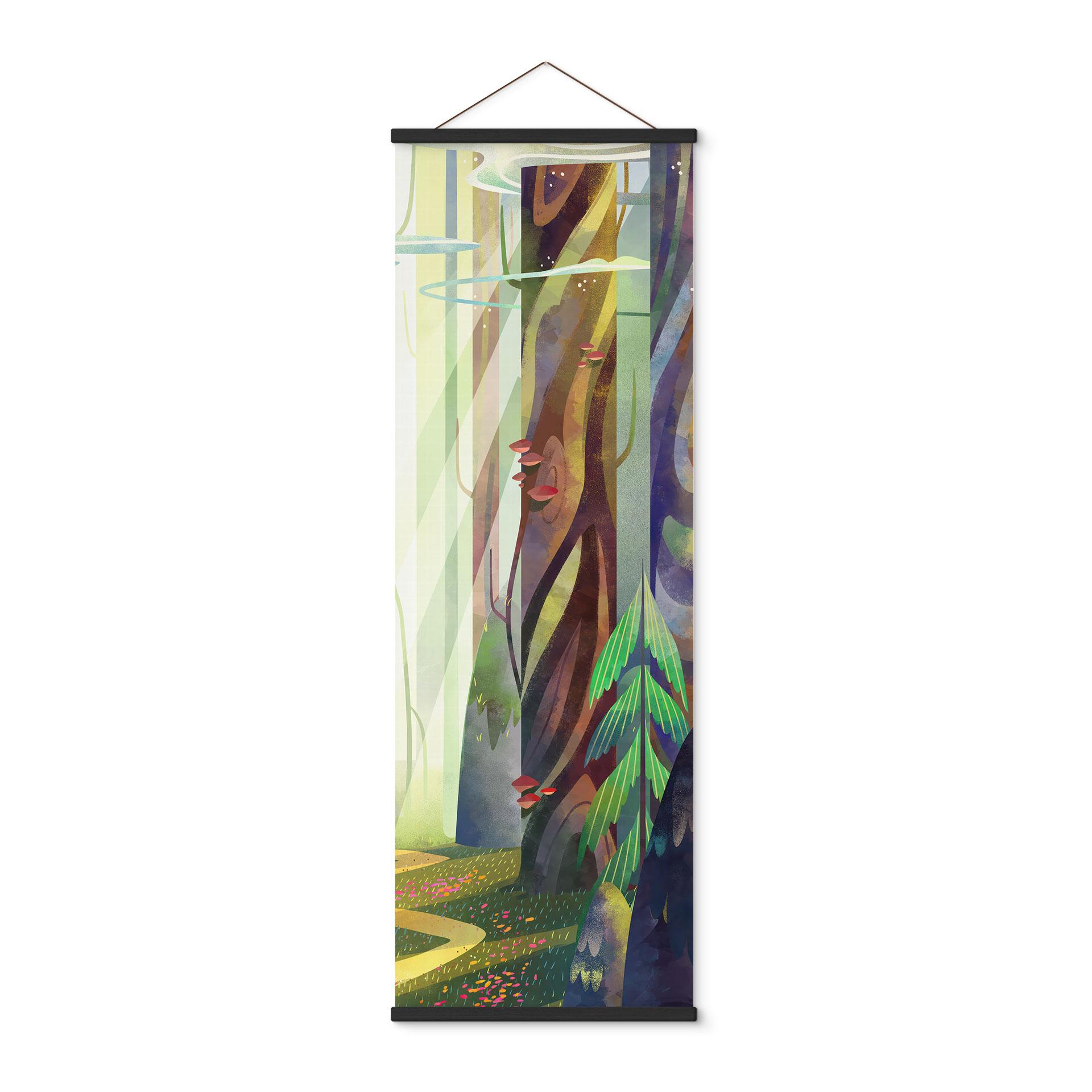 Tekstil plakat Fortryllet skov i lyset - DigitalArtsi - Panorama