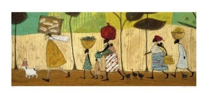 Plakat Sam Toft - Doris hjælper til på turen til Mzuzu kunsttryk, Sam Toft (60 x 30 cm)