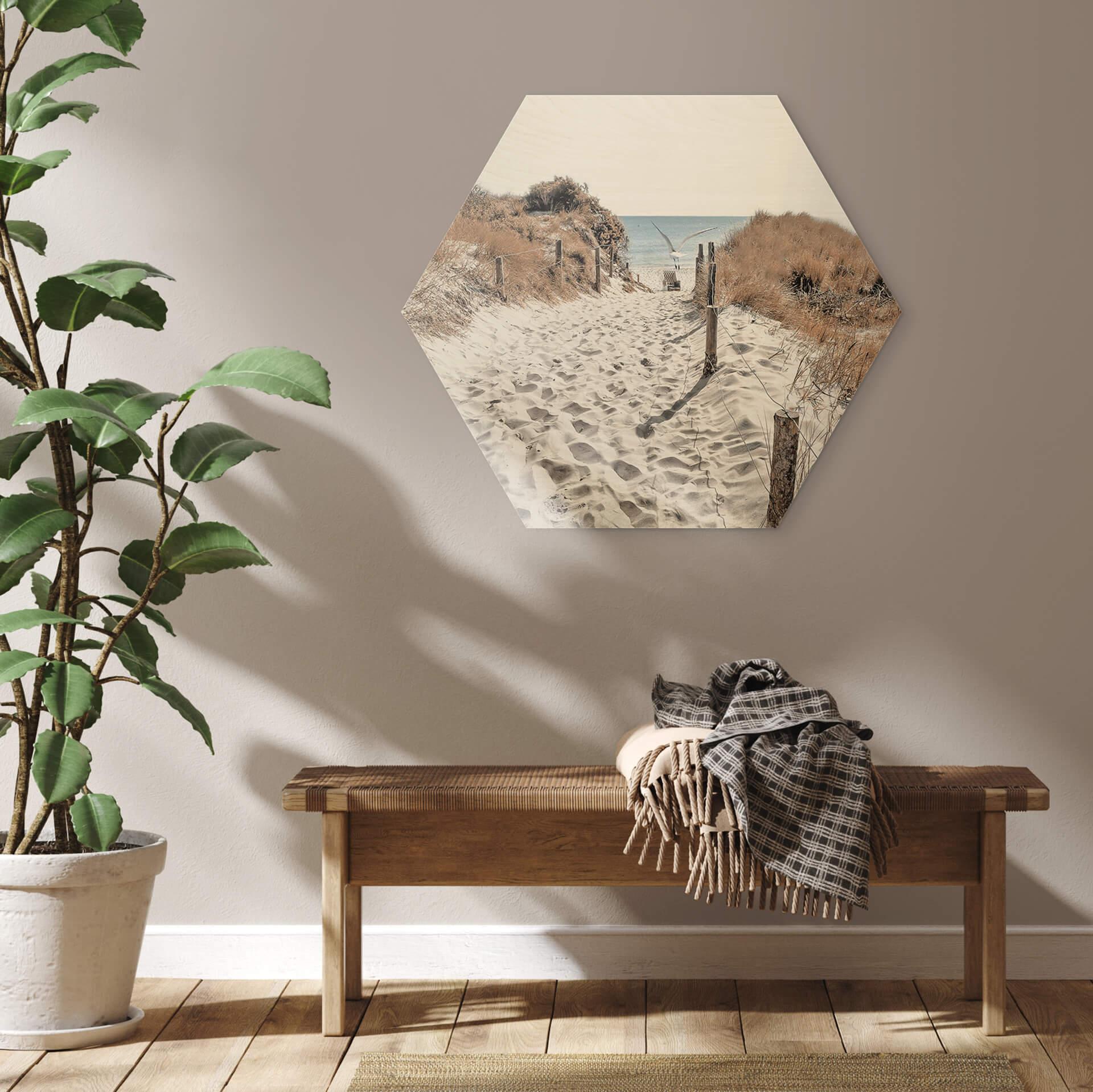 Hexagon Hout Op weg naar het Strand