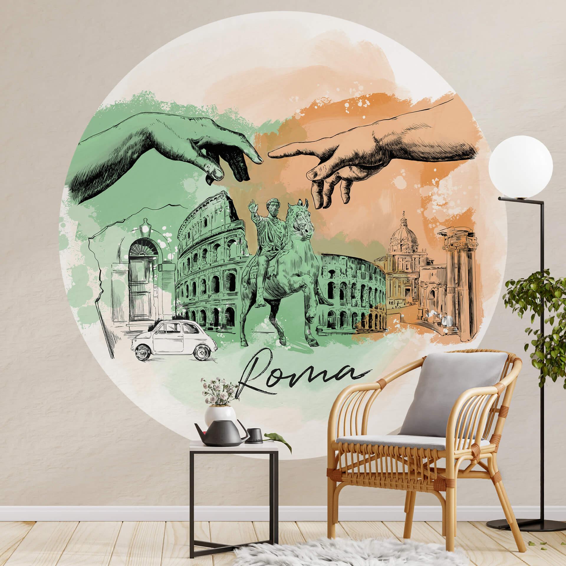 Fototapet - Rundt Love your City - Roma - vliesetapet/selvklæbende non-woven tapet