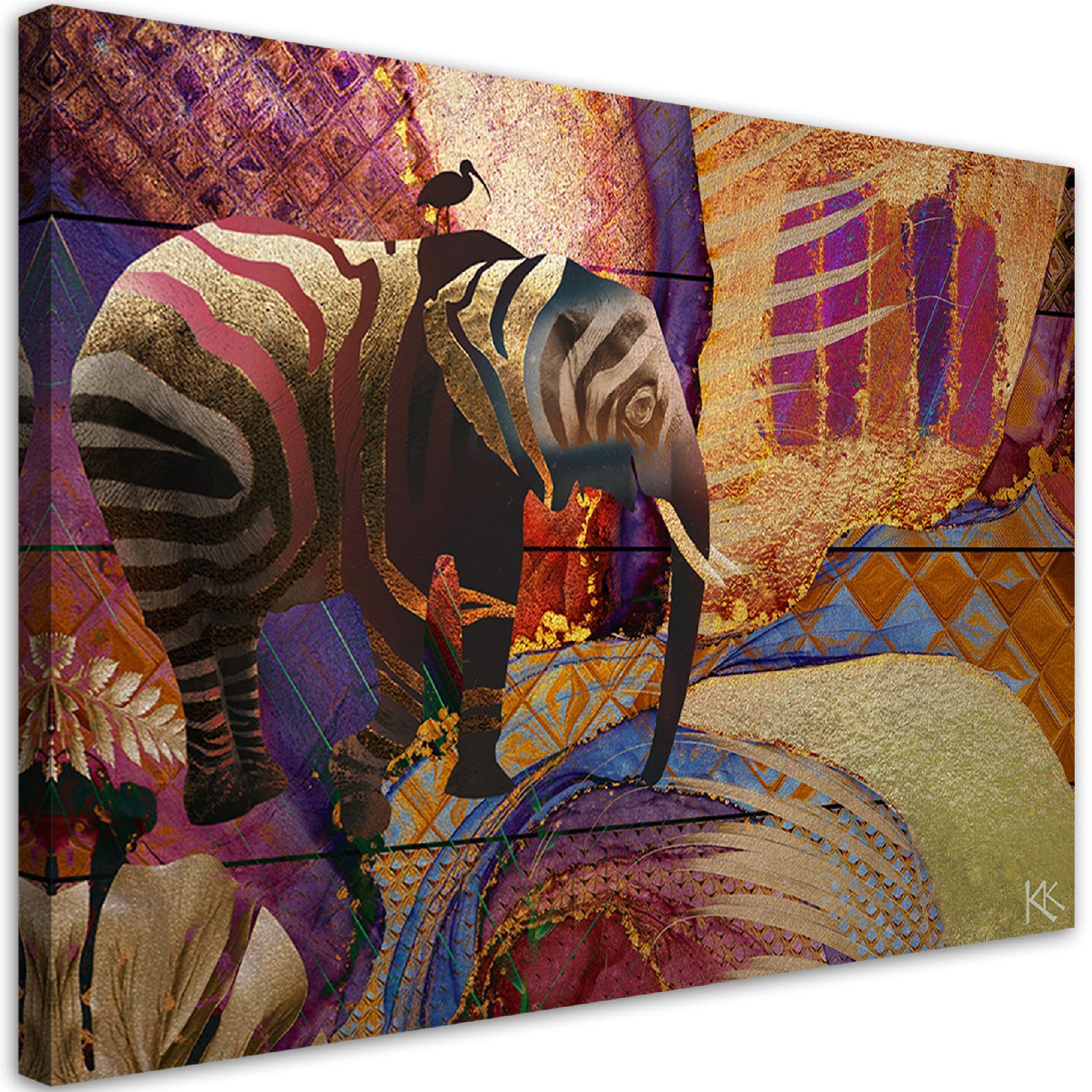 Canvasbillede, gylden elefant abstrakt