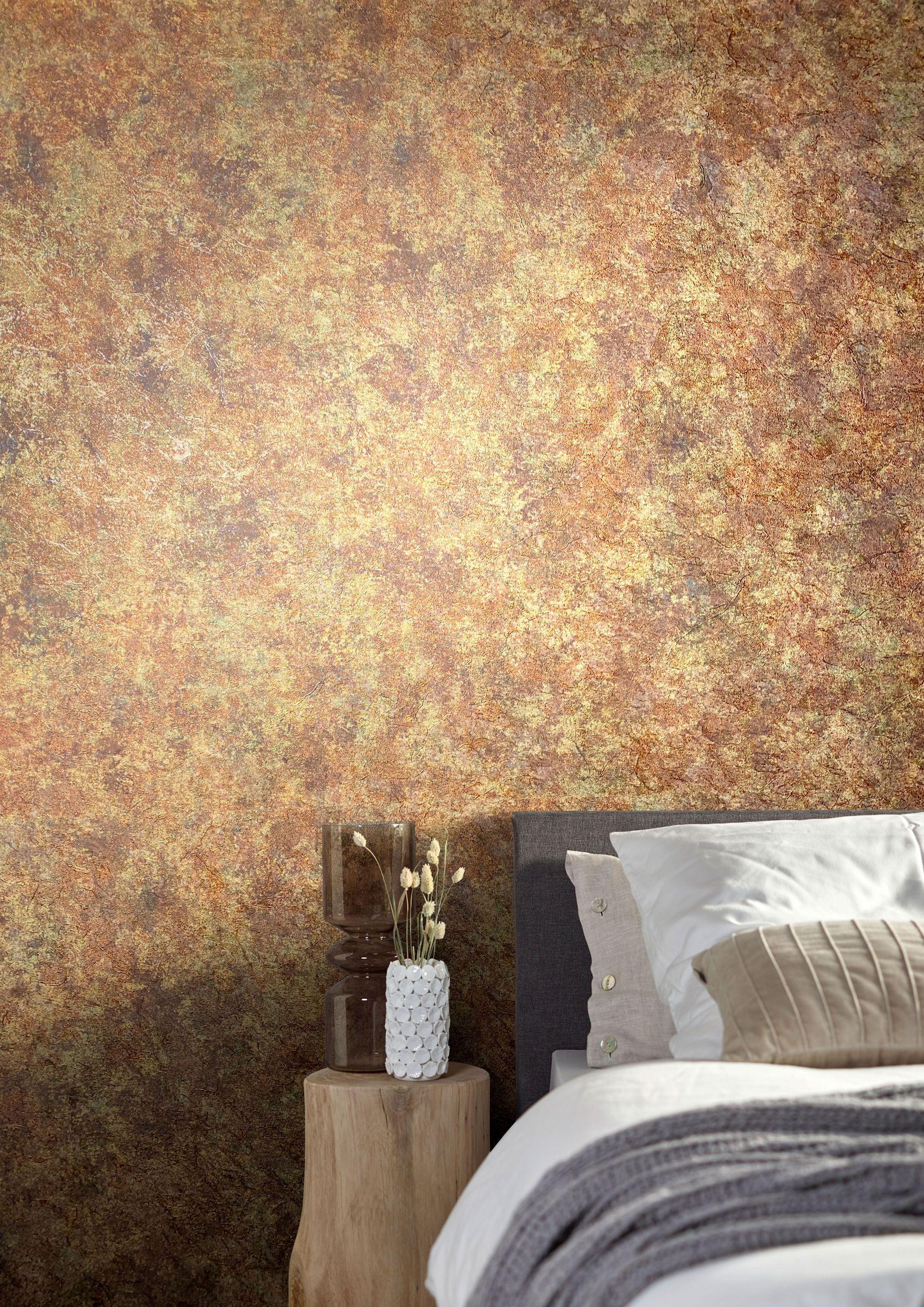 structuurbehang, vliesbehang Natural Opulence in goud