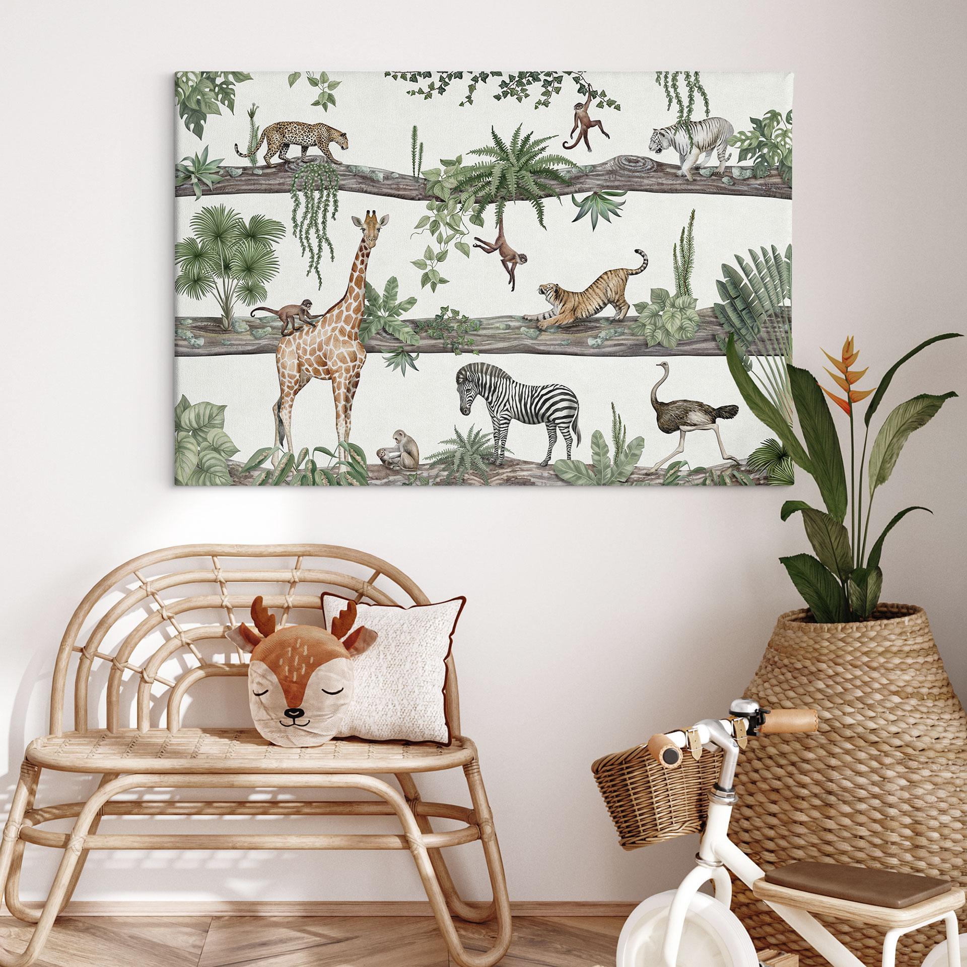 Canvasbillede Afrikanske dyr i junglen - Kikki Belle