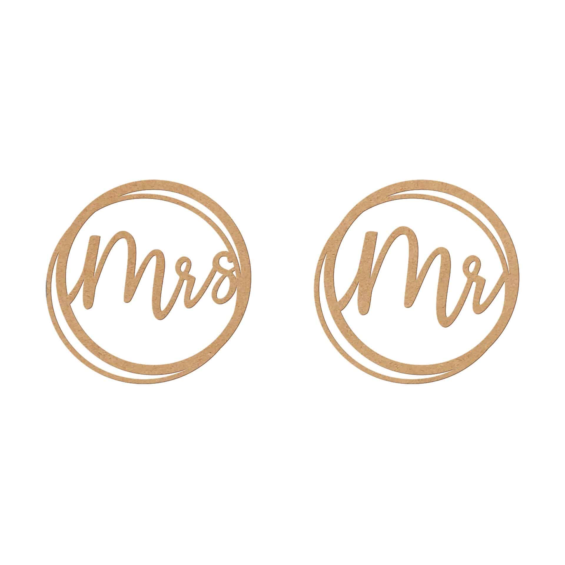 Boda Sr. y Sra. letras - MDF naturaleza