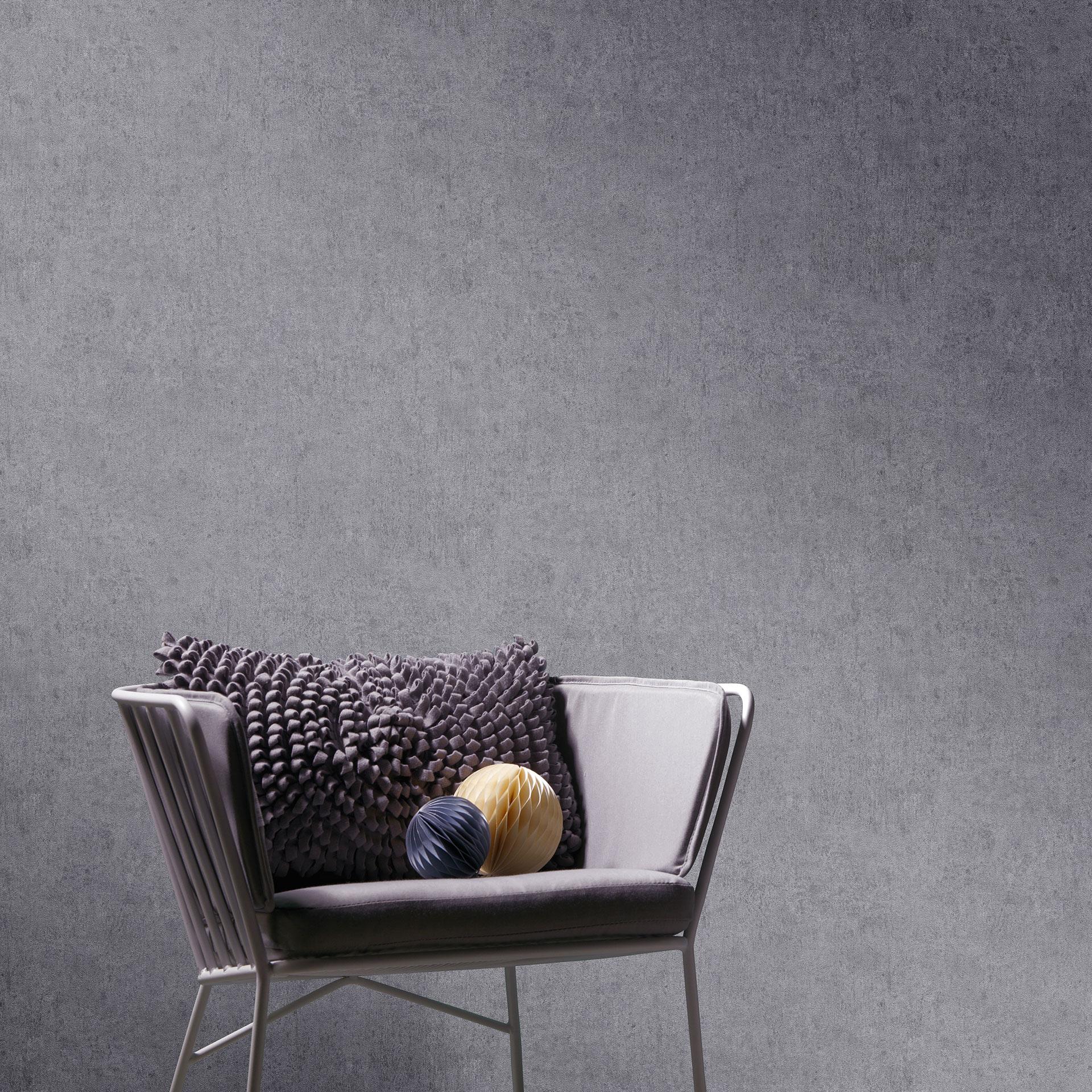Non-woven tapet med betonmotiver, ensfarvet, grå