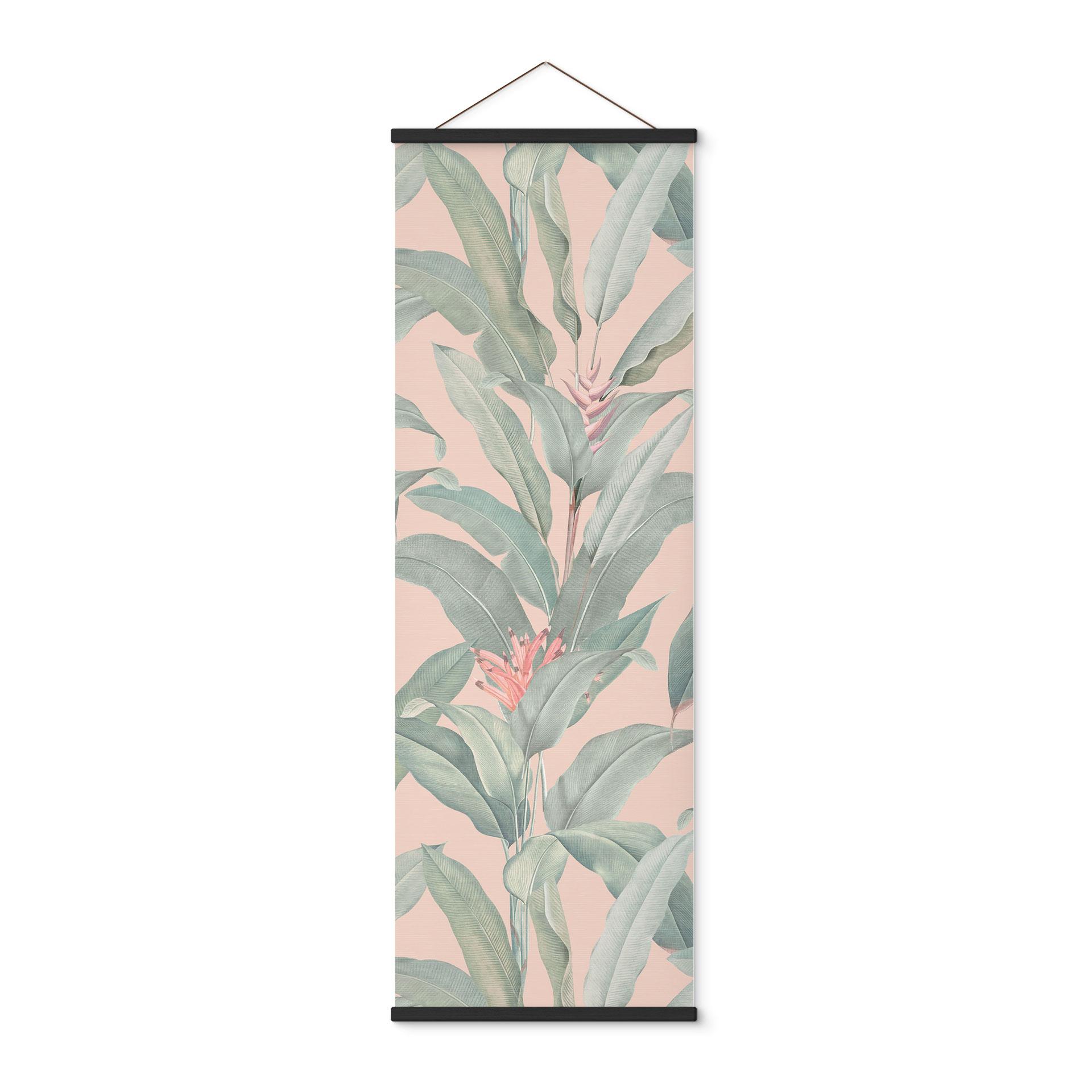 Tekstil plakat Urban Jungle Tropical Leaves Pink - Bloomery Decor - Panorama