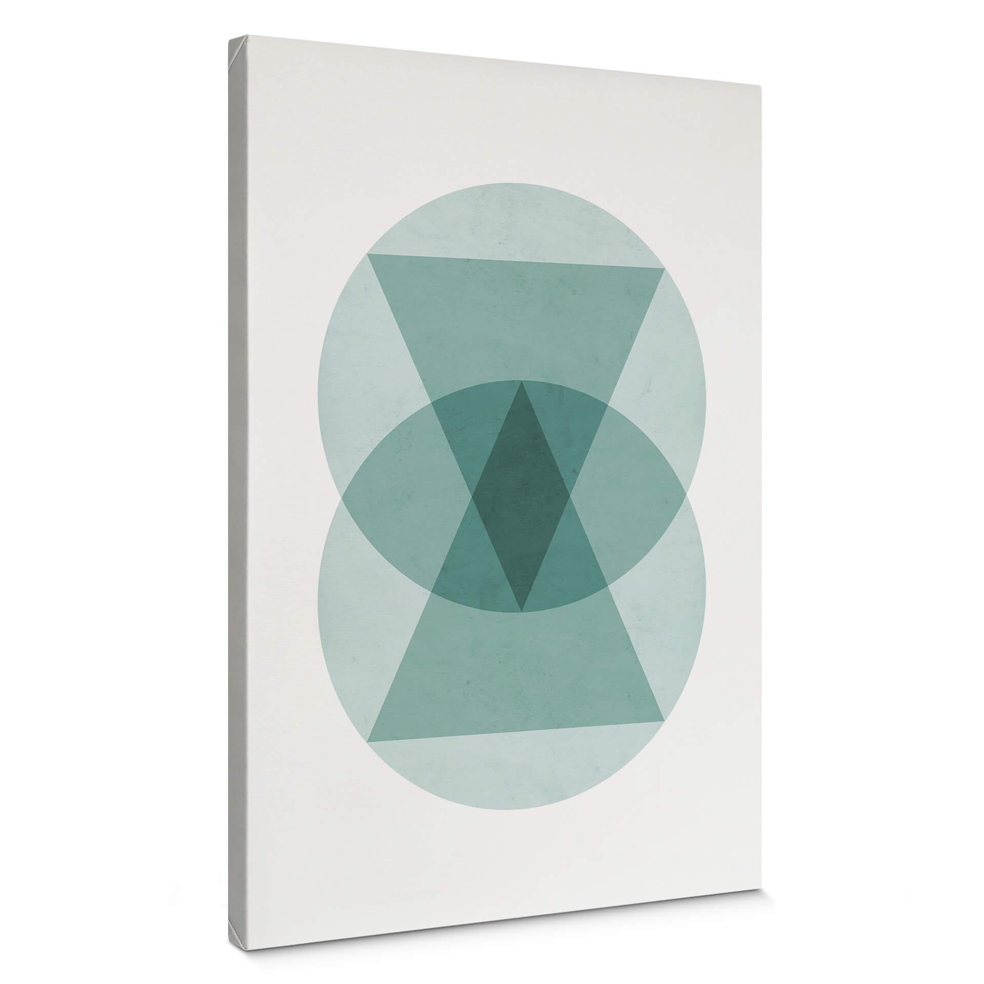 Canvastavla Nouveauprints - Cirklar & trianglar aqua