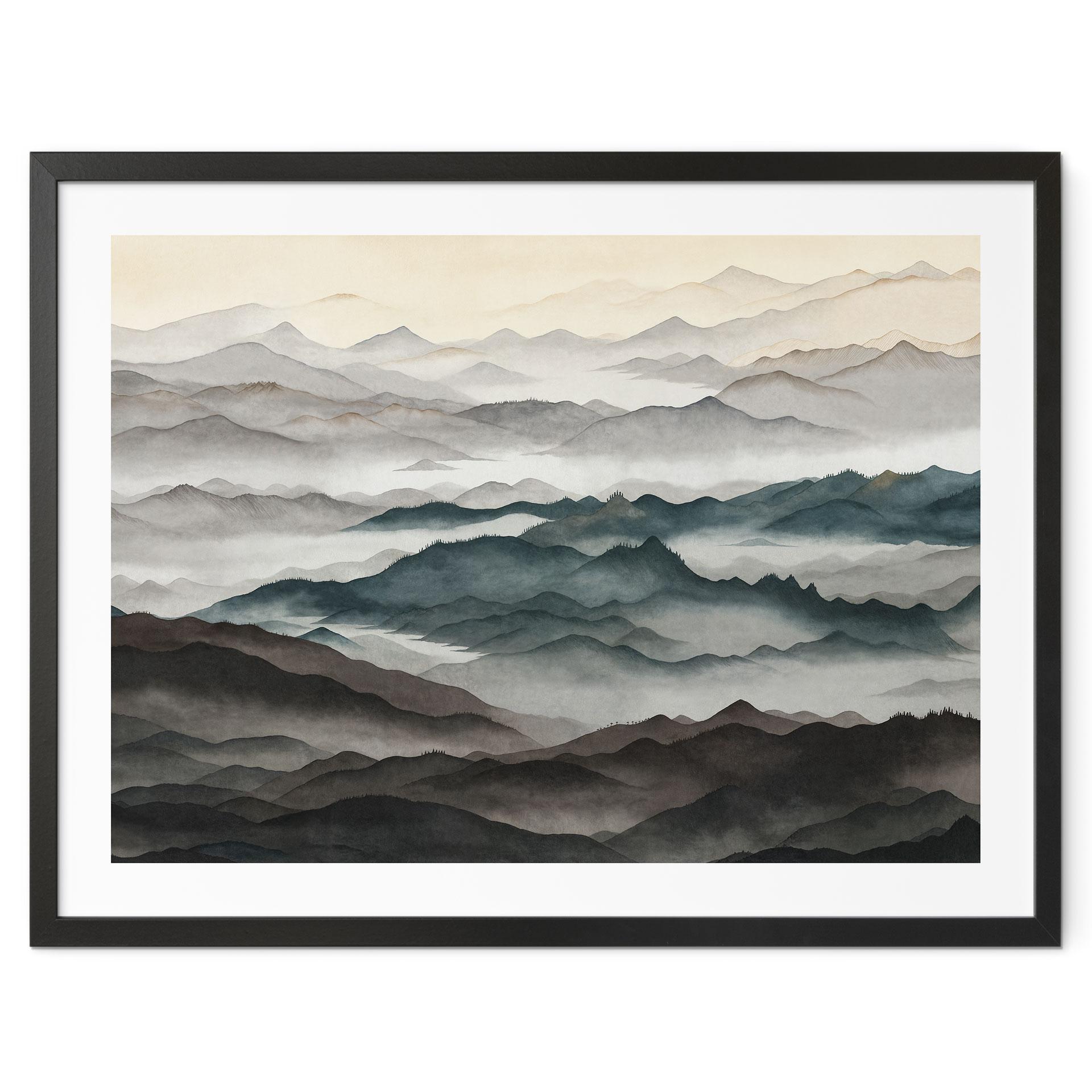 Poster Roerich Light - Paesaggio Montano Nebbioso - Sir Edward x Grigory Gladarev