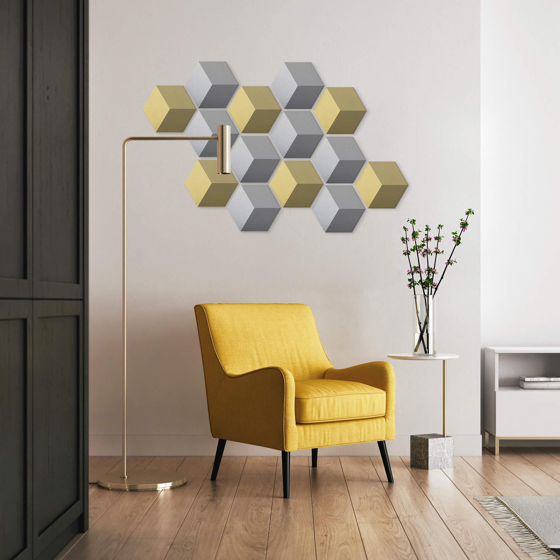 3D Hexagon Alu-Dibond - Sølv