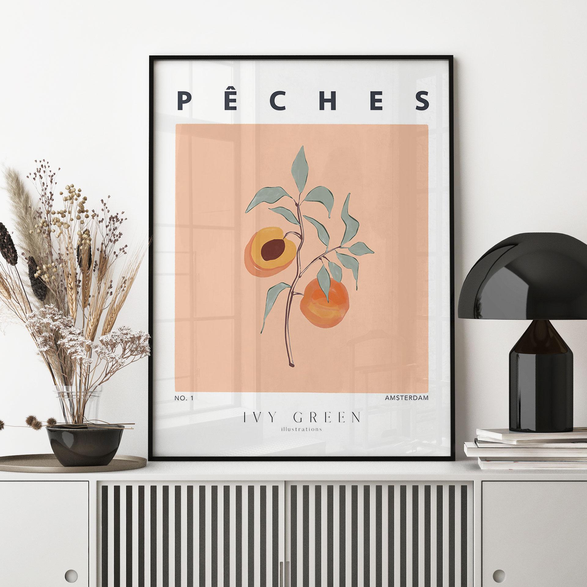 Poster Saftige Pfirsiche - Ivy Green Illustration