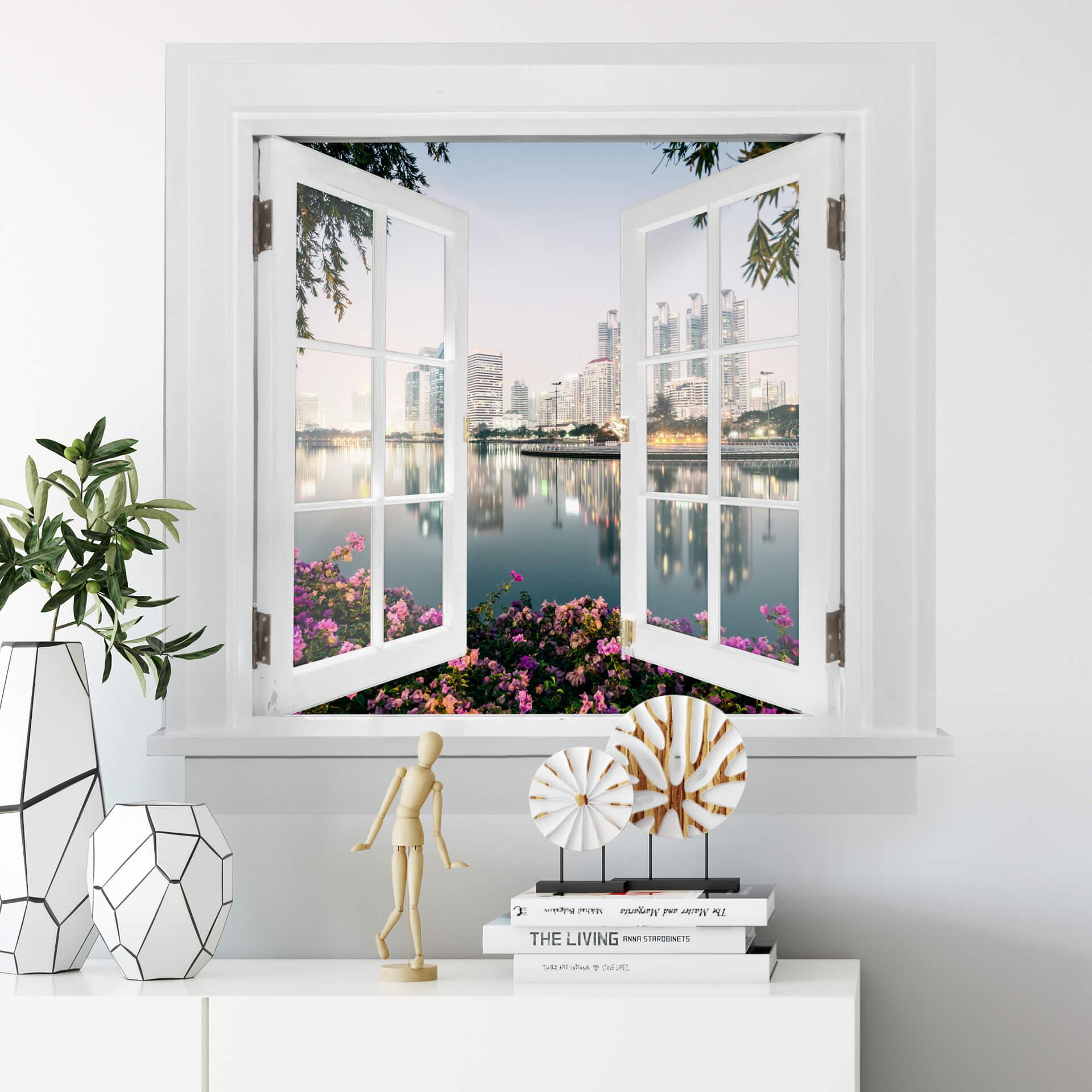 3D Wallsticker vinduesplads - Colombo - Bangkok og dens lys