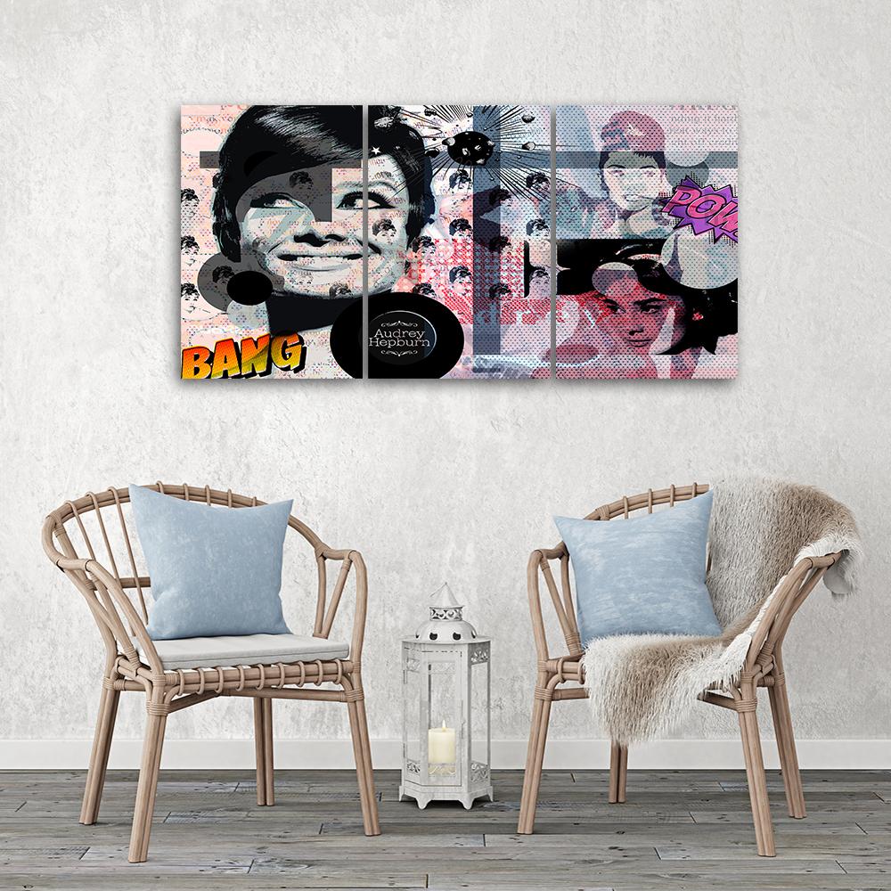 3 stykke lærredstryk, Audrey Hepburn skuespillerinde
