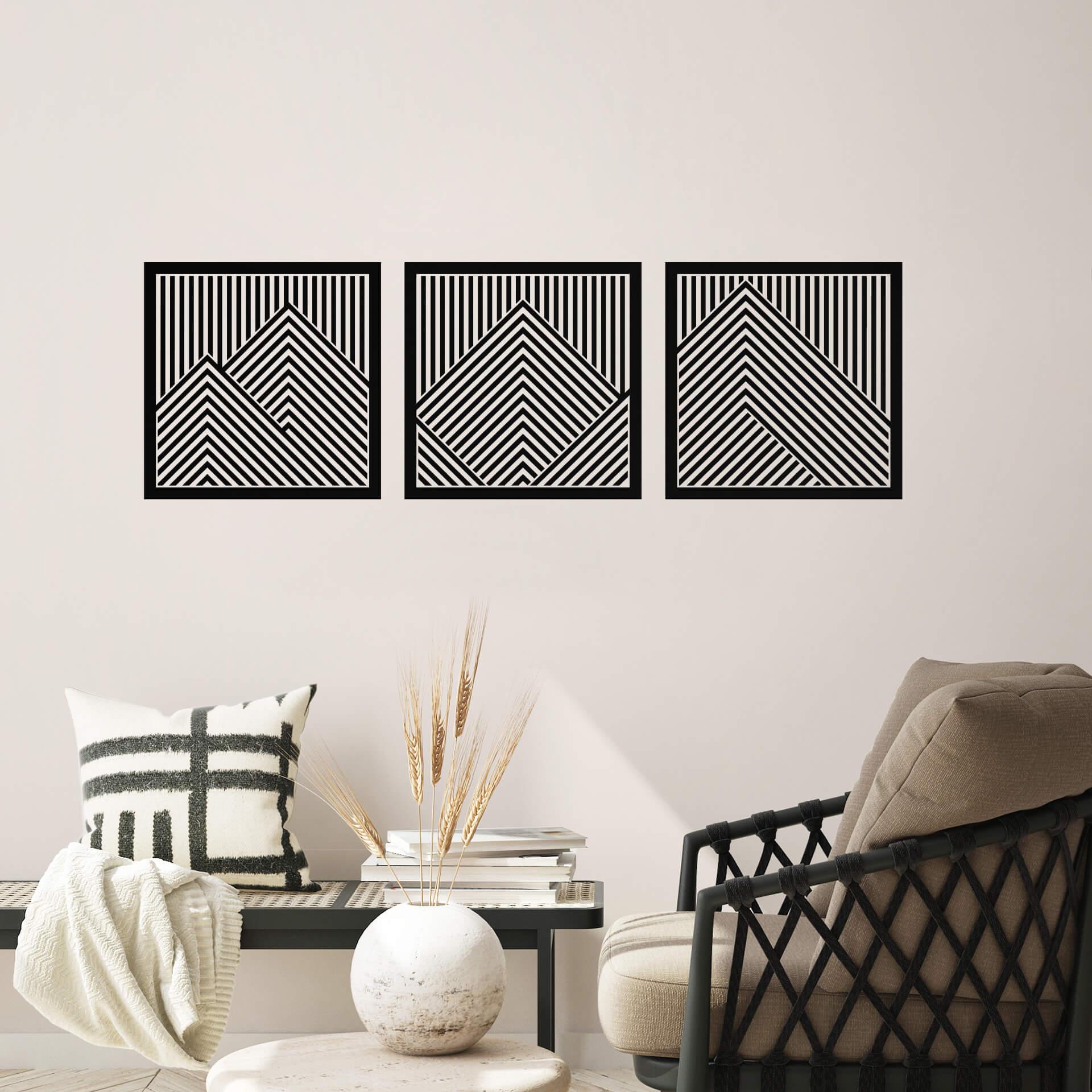 Muursticker Geometrische bergen (set van 3)