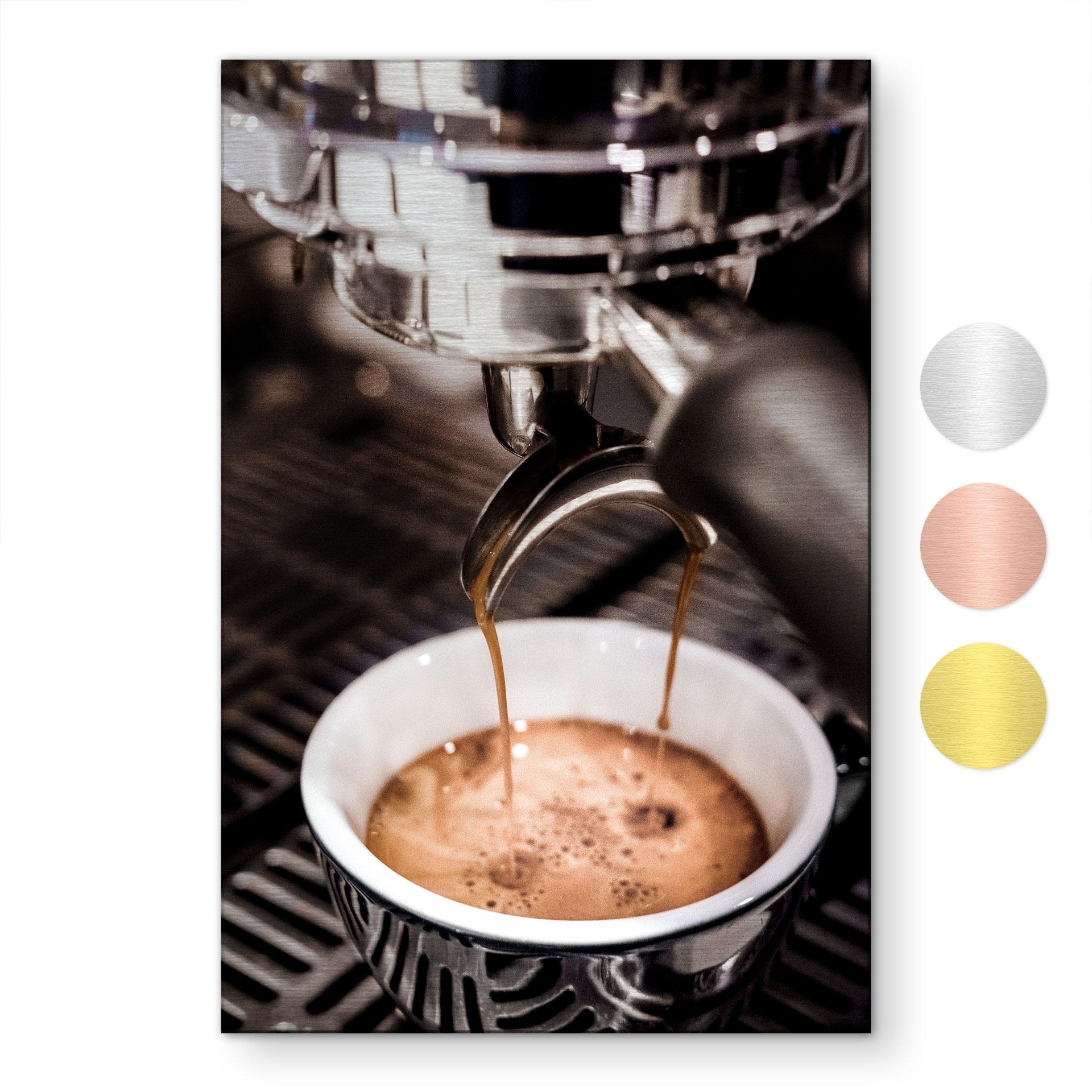 Geborsteld Alu-Dibond met goud-, zilver- & kopereffect - Barista Coffee - Pictufy Studio