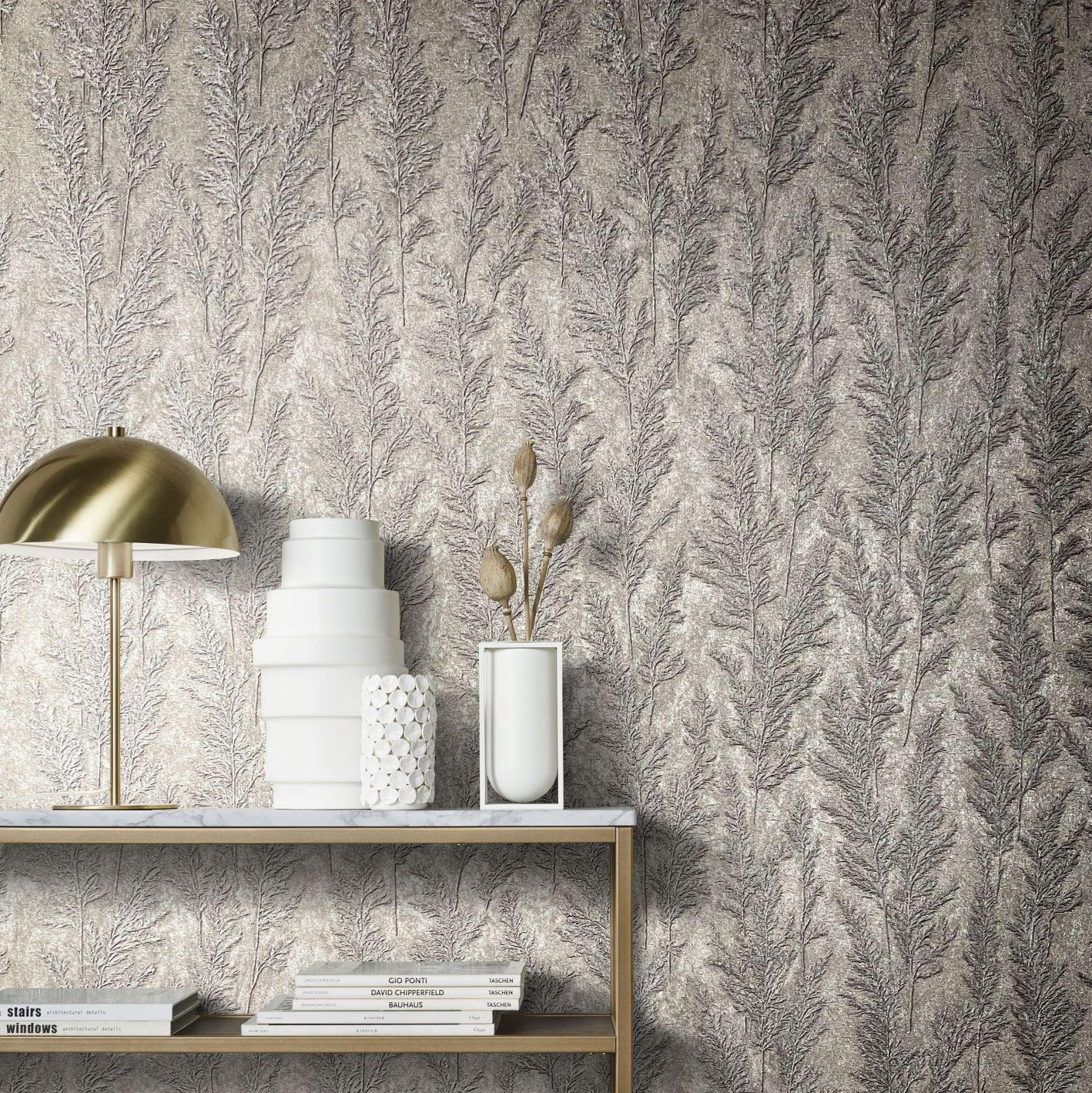 blomst og fleece Naturlig Opulence tapet i rød, brun
