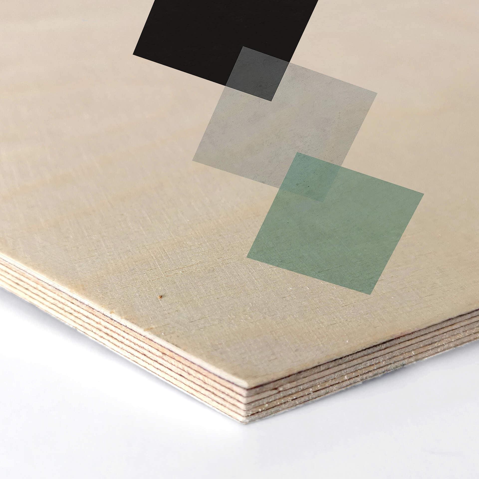 Hexagon Hout Nouveauprints - Aqua Squares