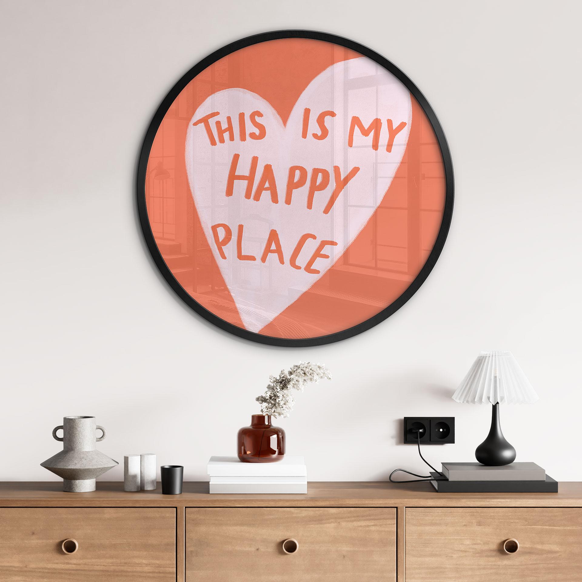 Plakat This is my happy place med hjerte - Fritsch - Rund