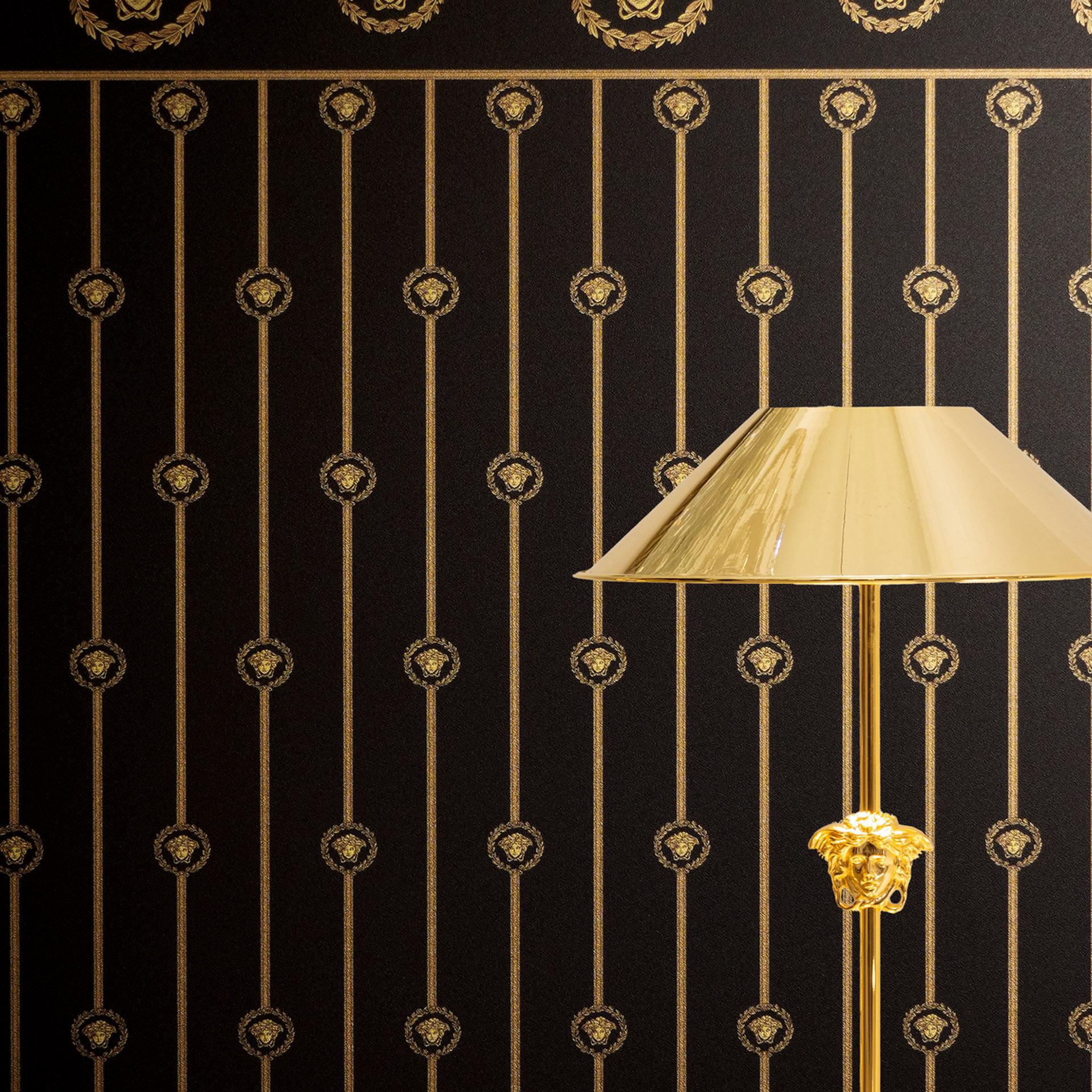 Versace Ikke-vævet tapet I Love Baroque fodliste Medusa sort guld luksus