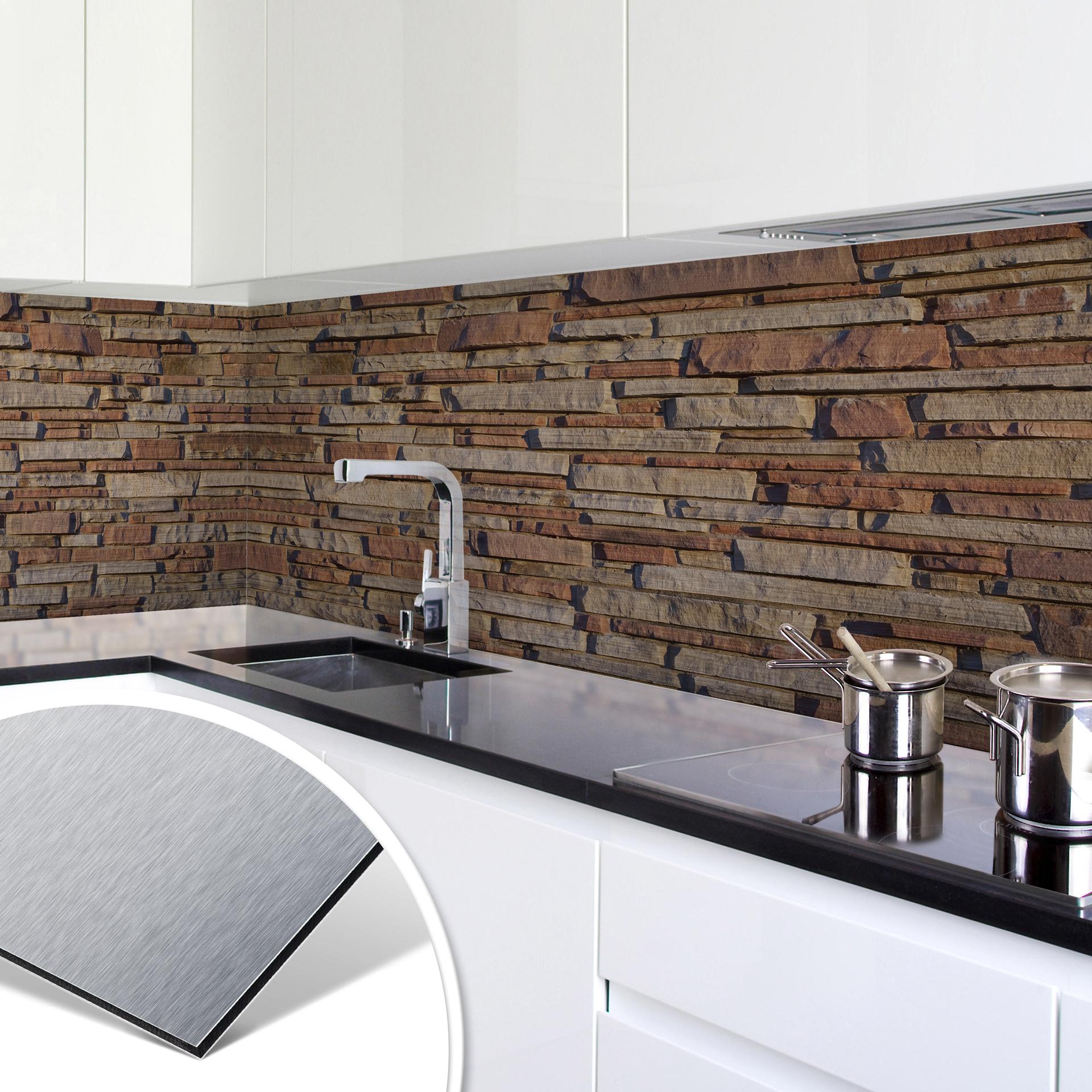 Revêtement pour cuisine - Alu-Dibond - Mur 05 - Argenté