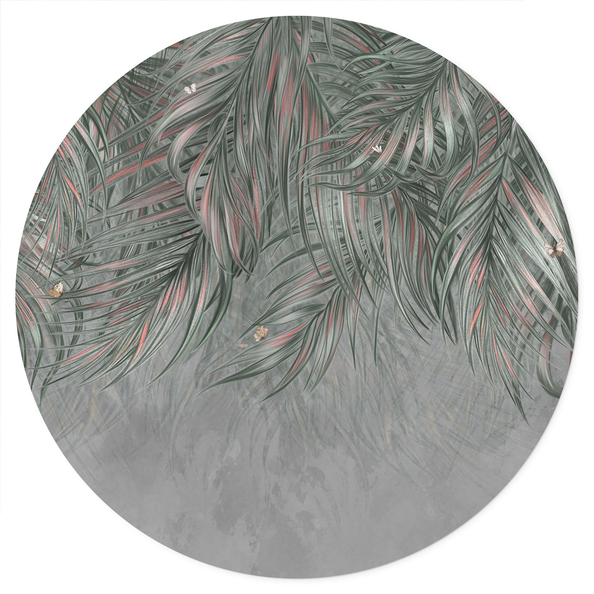 Wandtattoo Exotische Palmenblätter Pink-grün - Ms Tiff - Rund