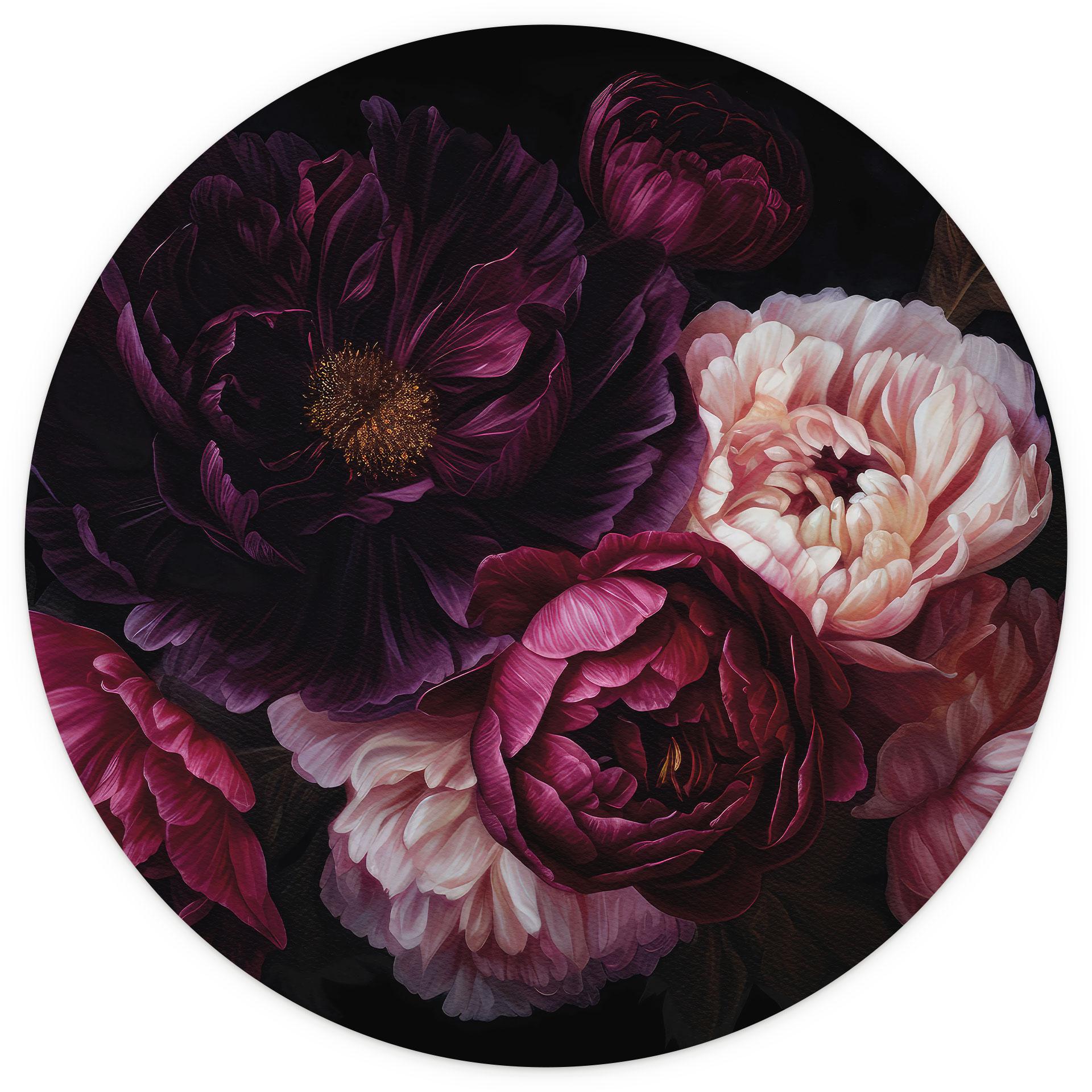 Fotomurale tondo Bouquet di fiori con peonie - UN Designs - carta da parati in tessuto non tessuto/c