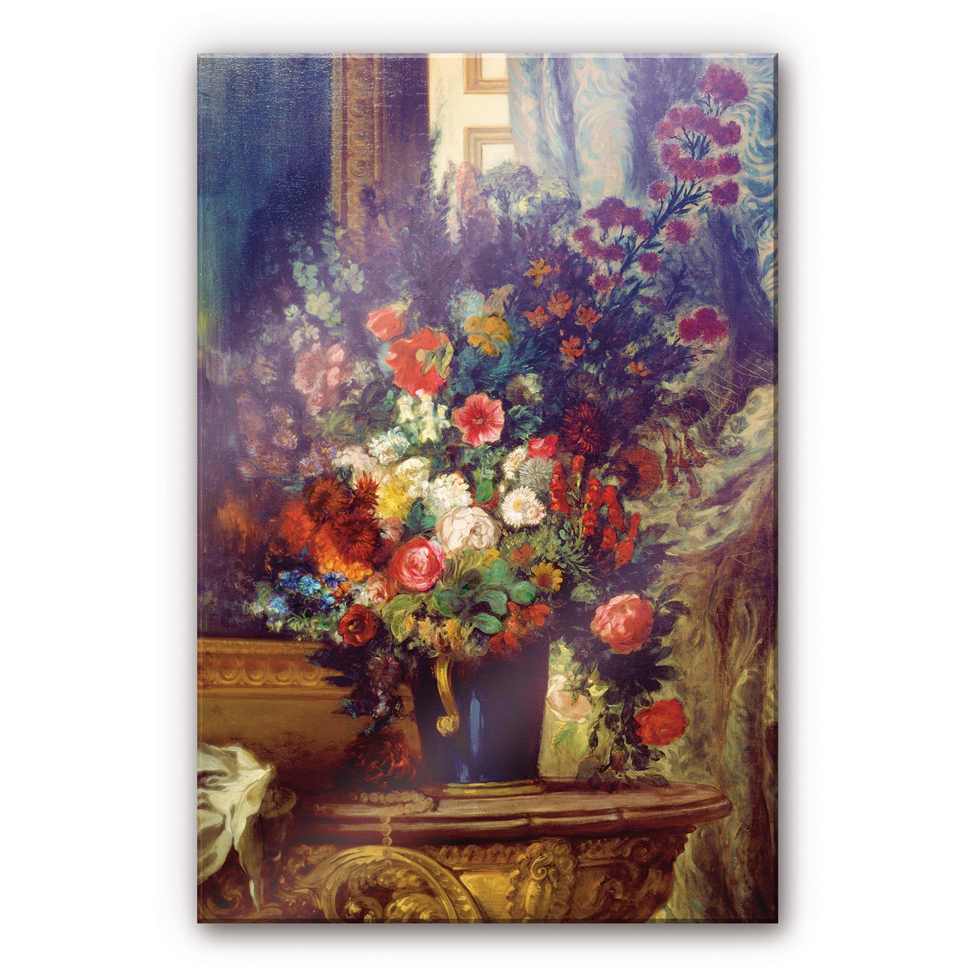 Akrylbillede Delacroix - Vase med blomster på en konsol