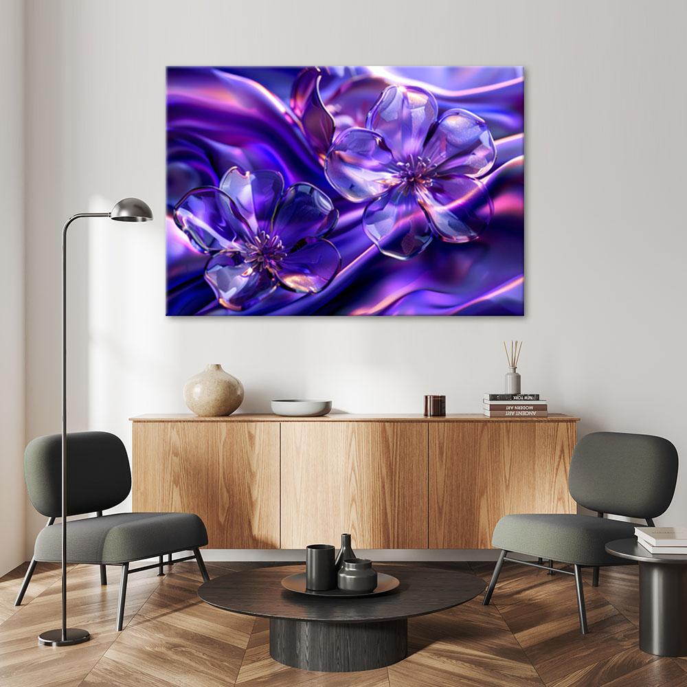 Canvasbillede, Lilla glasblomster