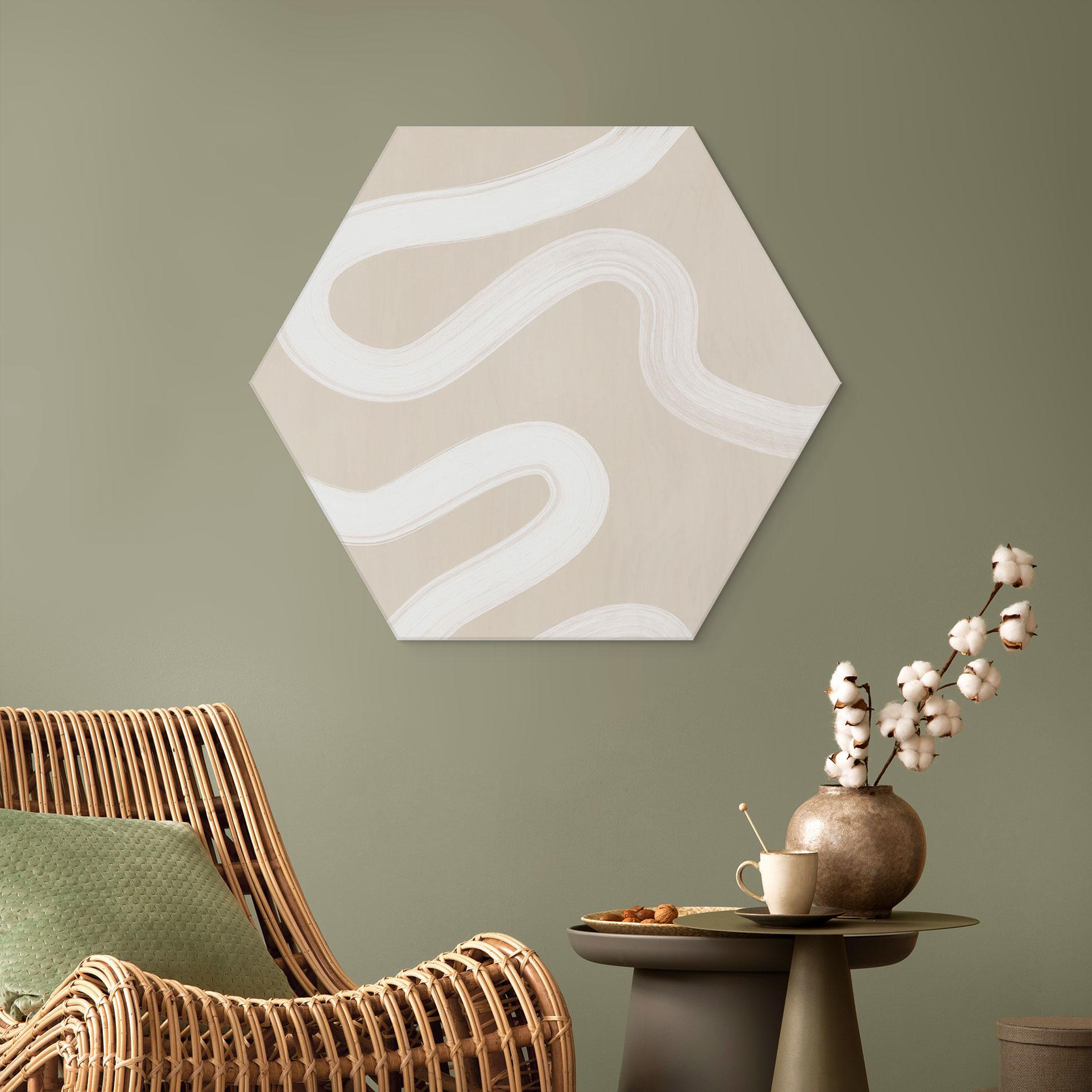 Sekskantet Billede One Line Art - Blid strøm - Ristova - aluminium dibond