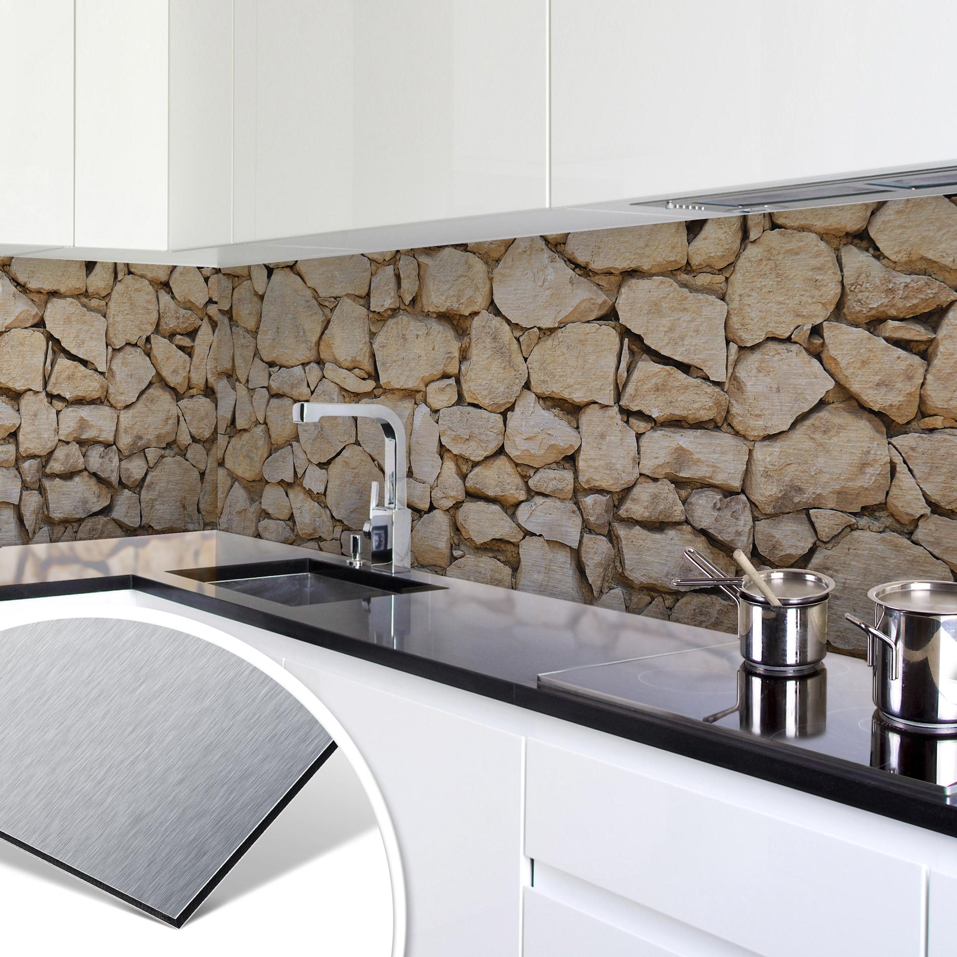 Revêtement pour cuisine - Alu-Dibond - Mur 01 - Argenté