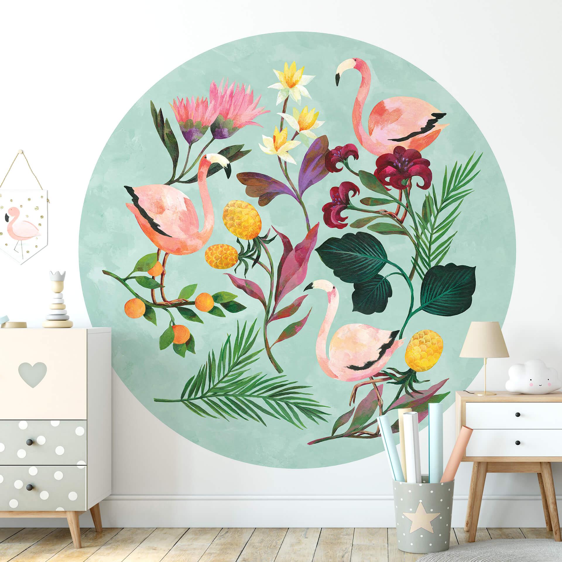 Behangcirkel Blanz - Summer Flamingo - vliesbehang/zelfklevend vliesbehang