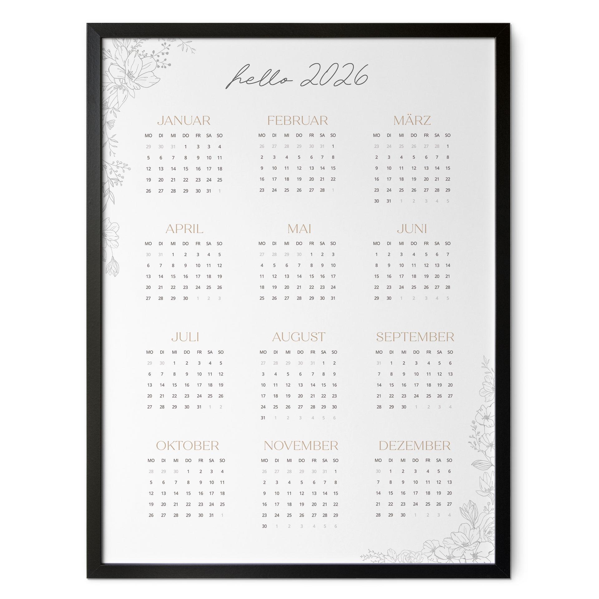 Poster Jahreskalender Hello 2026