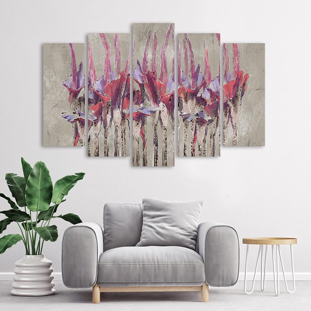 Lærred print 5 dele, planter blomster Simnitło