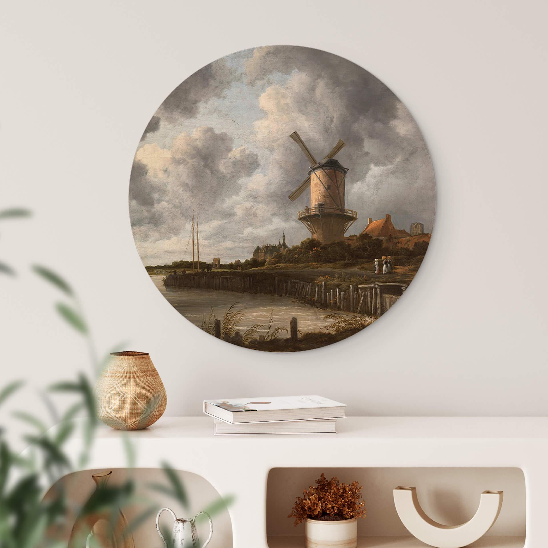Obraz drewniany Van Ruisdael - Wiatrak z Wijk - Okrągły