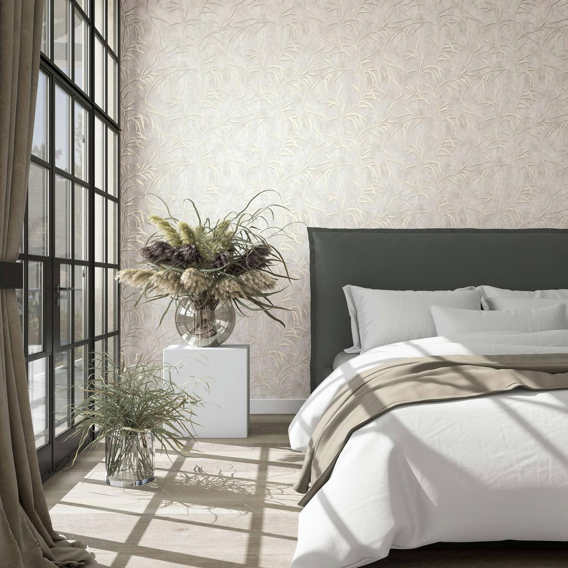 non-woven tapet beige blomster til stue soveværelse tapet marburg