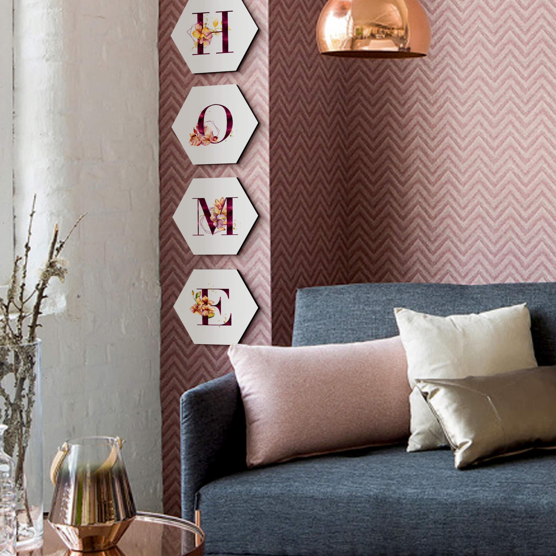 Hexagon Dibond Alfabet Letters Burgundy Flowers