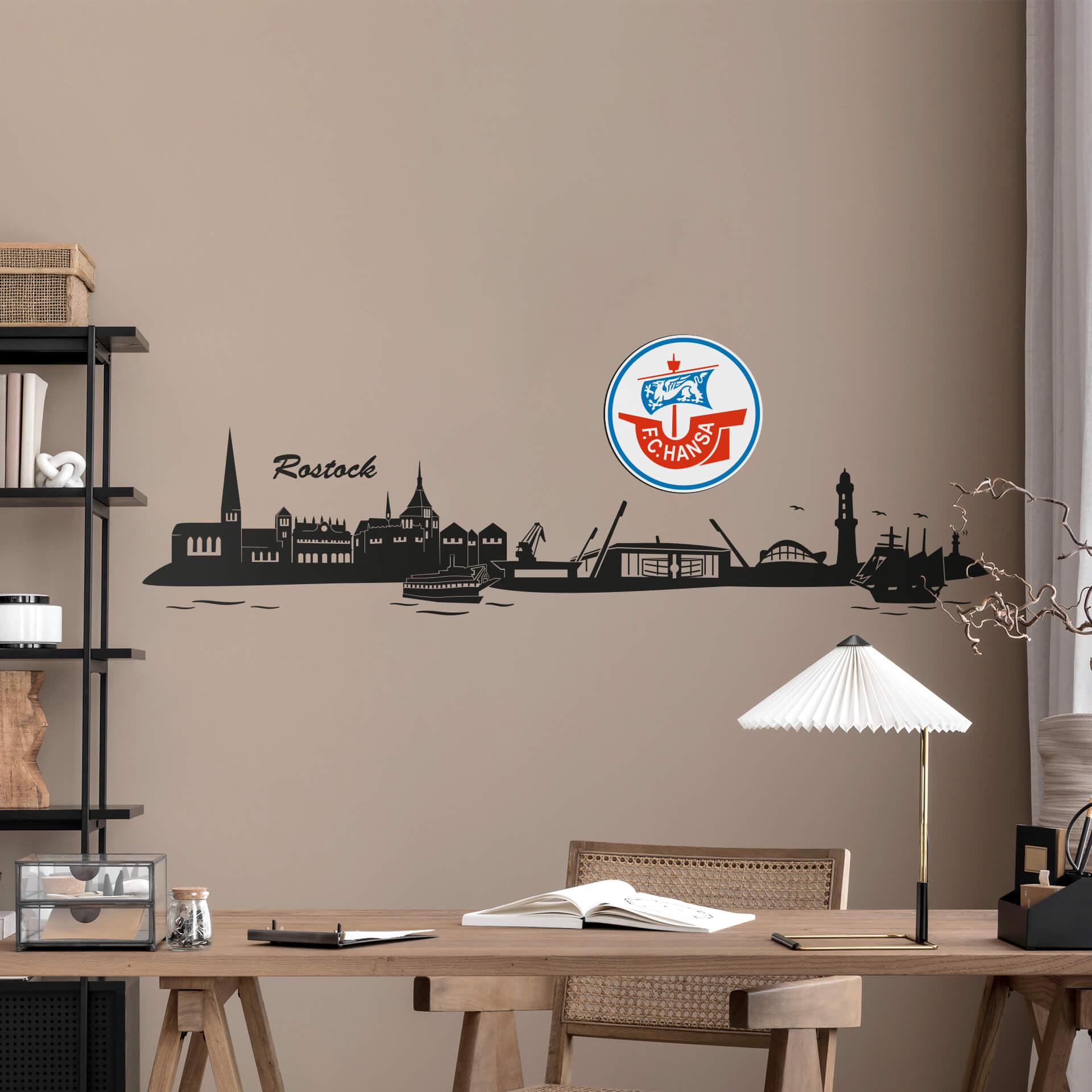 Wandtattoo Hansa Rostock Skyline mit Logo farbig