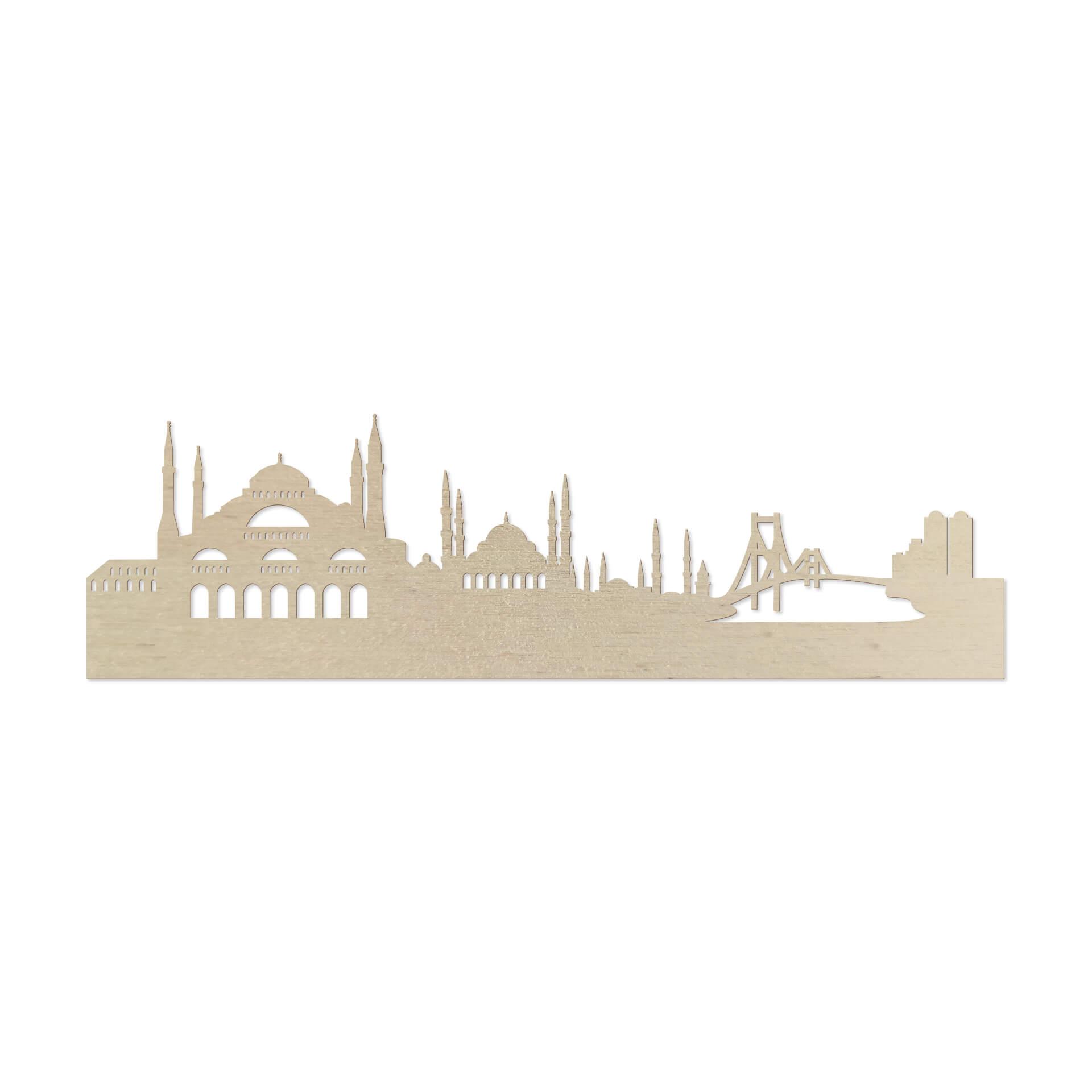 Houten Skyline van Istanbul - populierenhout