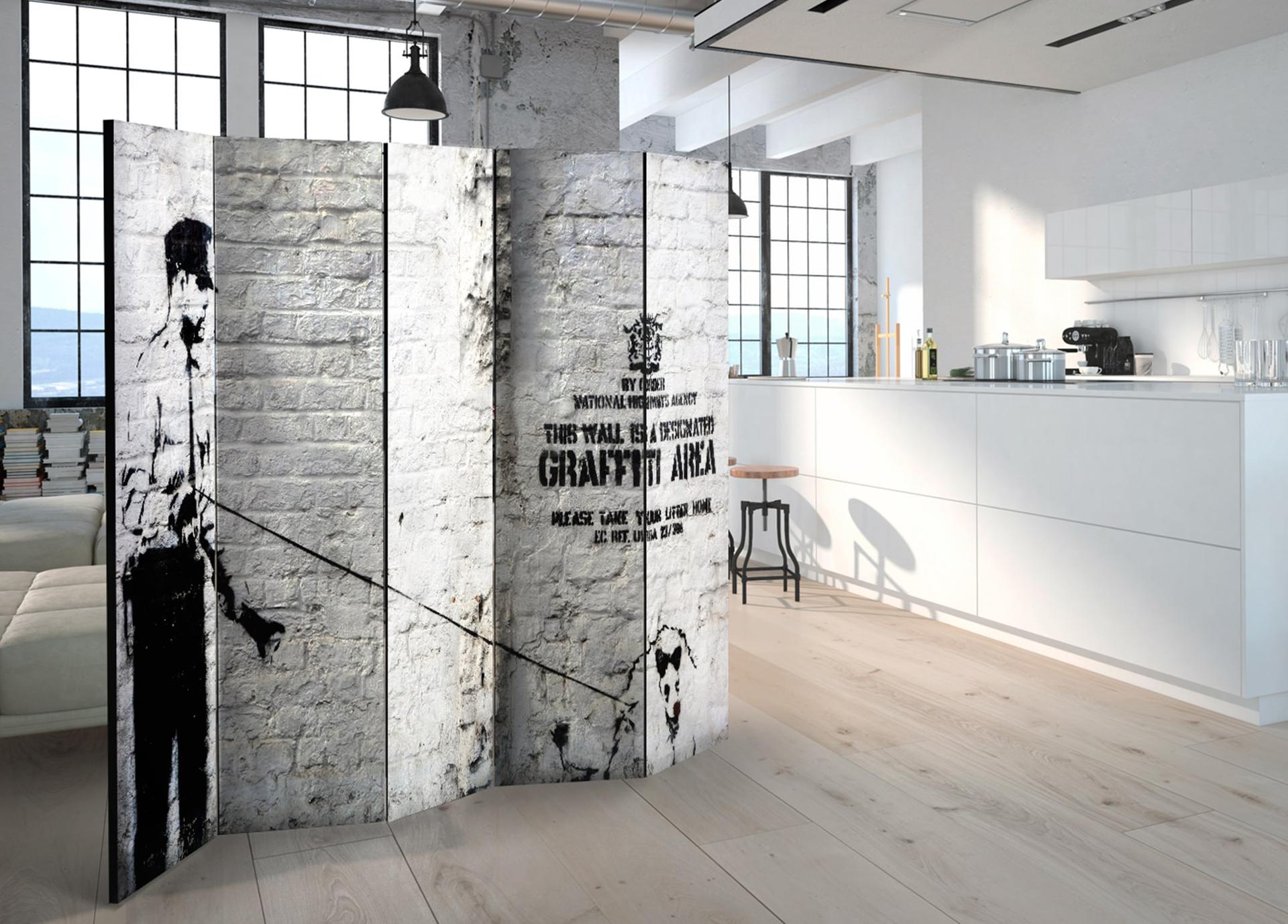 Schermo divisorio - Zona graffiti, 5 pezzi - 225x172 cm