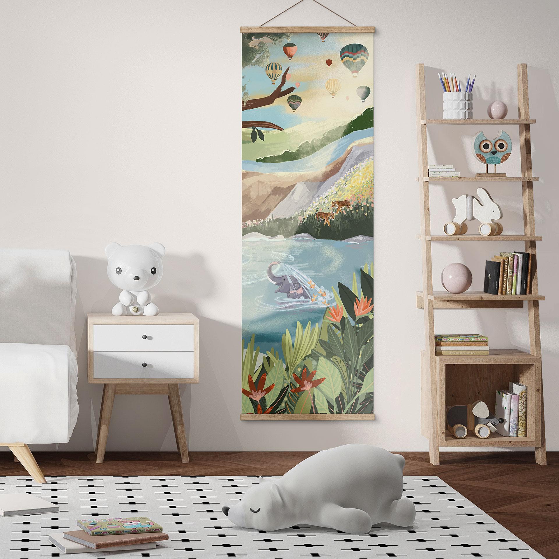 Tekstil plakat Gynger i naturoasen - Goed Blauw - Panorama