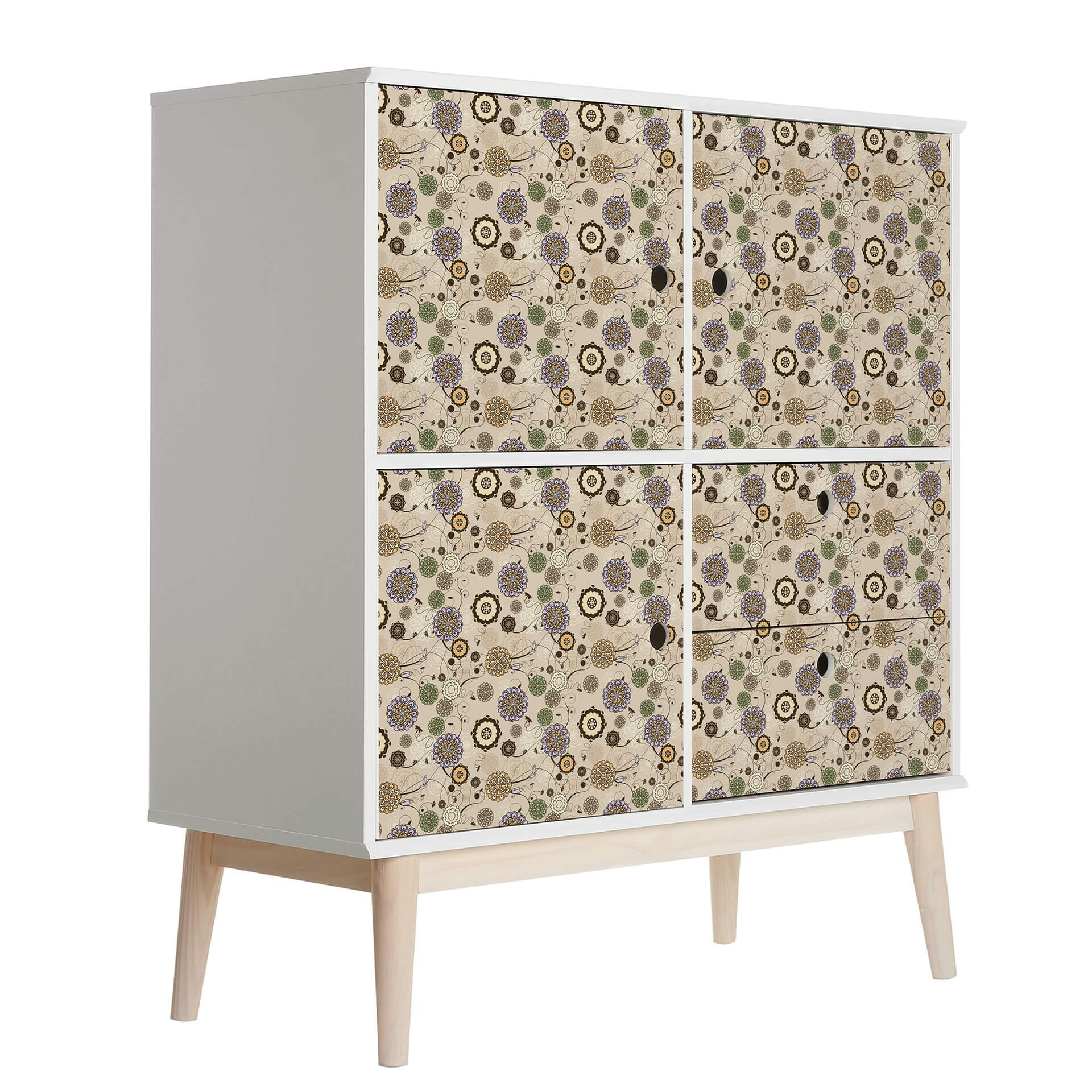 Møbelfolie, dekorativ folie - kan tørres af - Retro Flowers