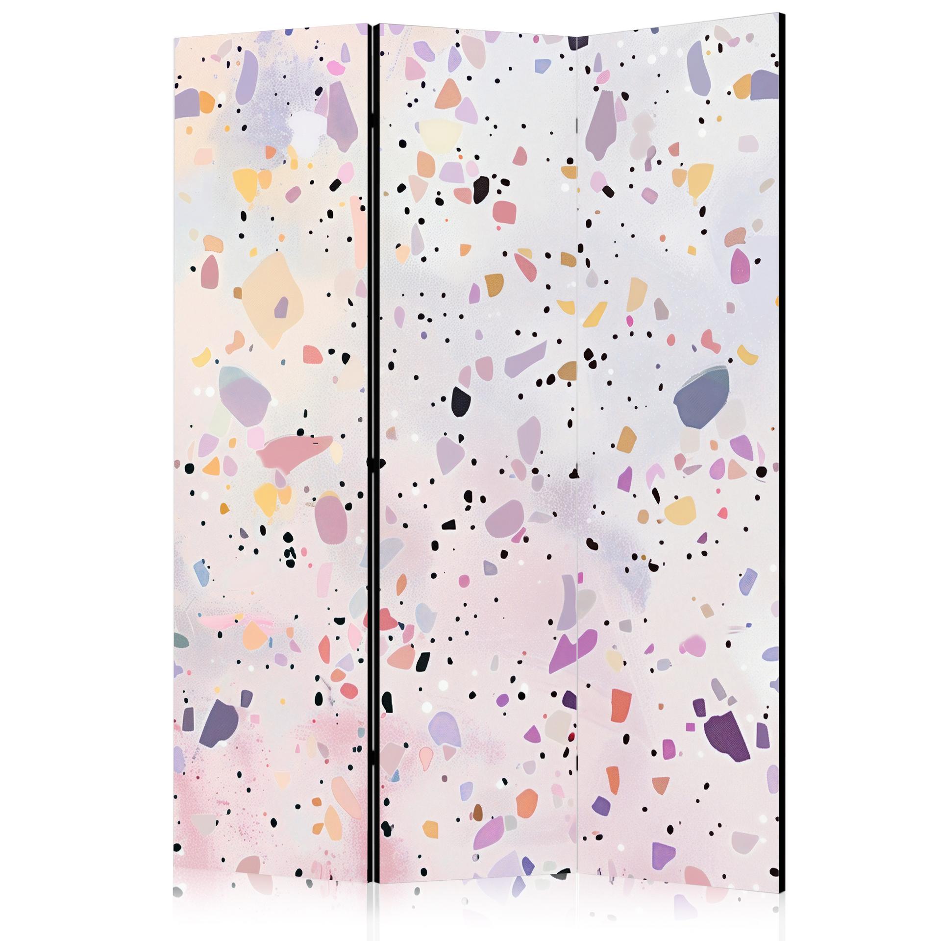 Paravent, Raumteiler freistehend, Trennwand - Terrazzo in Confetti Style - Violet-Pink - Colorful Pa