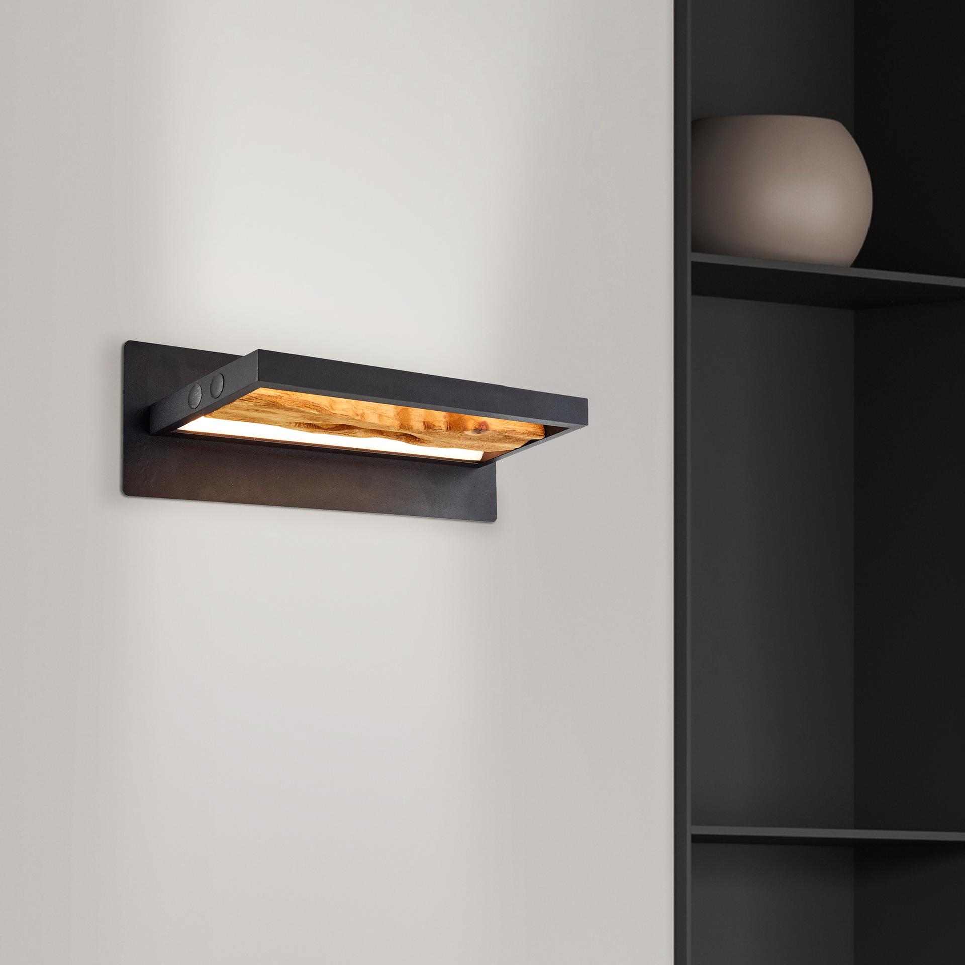 Wandleuchte Elea, braun, 35 x 15,1 cm, Holz Wandlampe