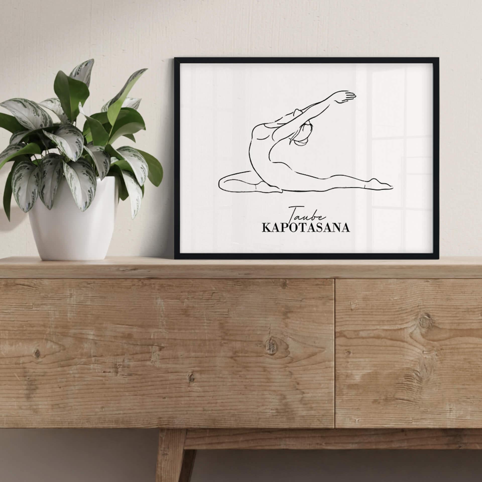 Poster Yoga - Taube - Line Art